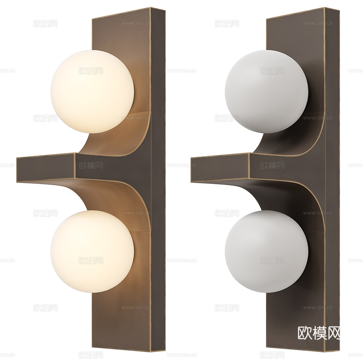 现代轻奢极简金属长条壁灯3d模型