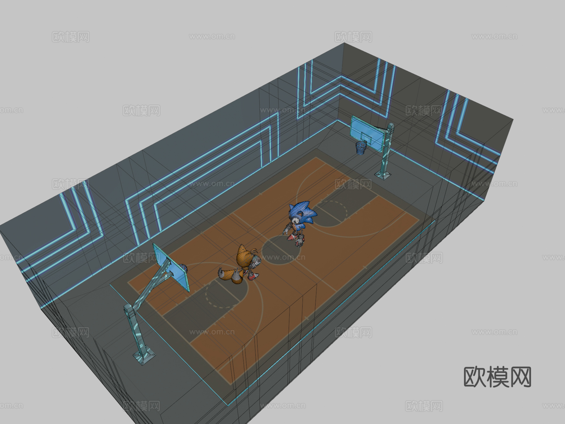 索尼克与塔尔斯打篮球动画3d模型