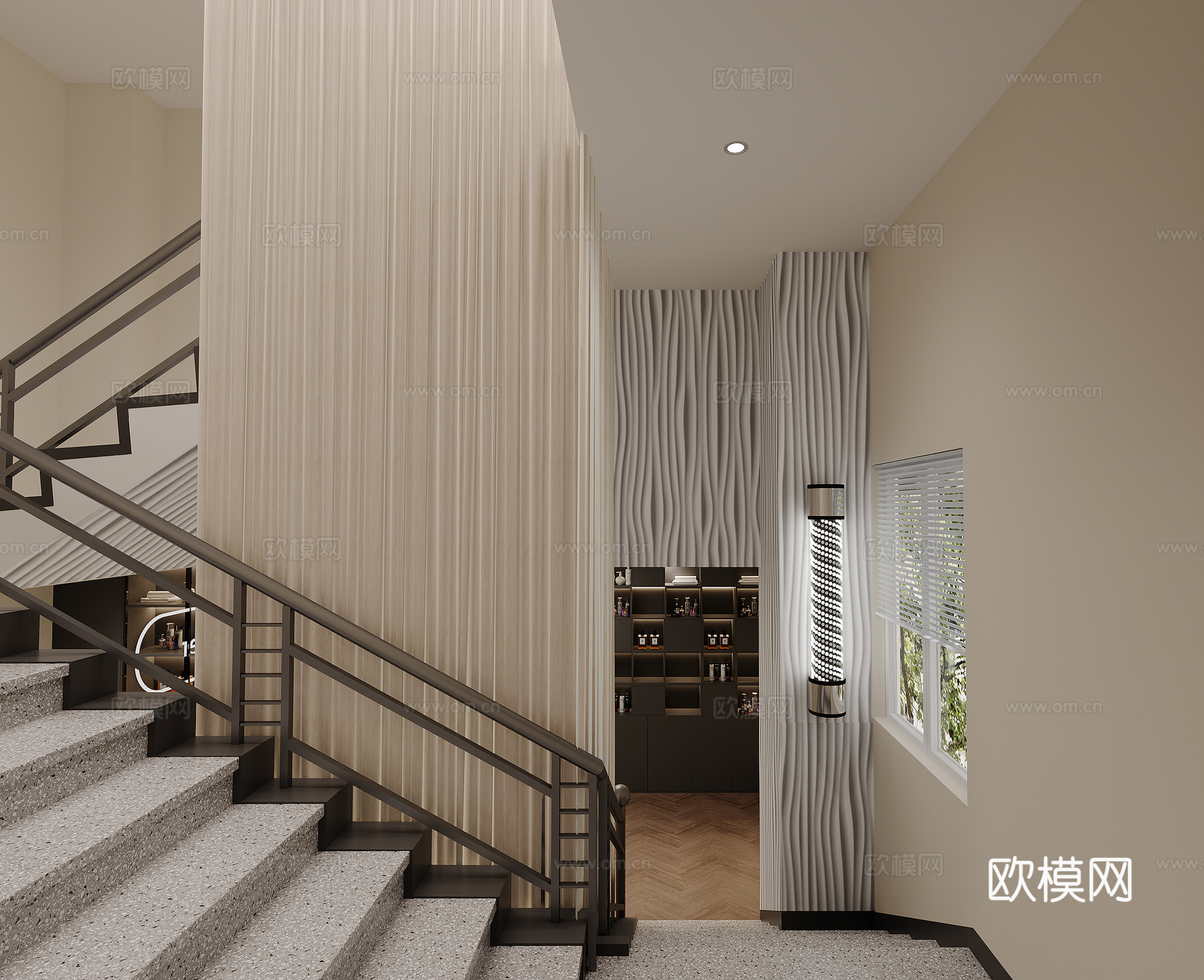 现代理发店  理发桌椅 洗头椅3d模型