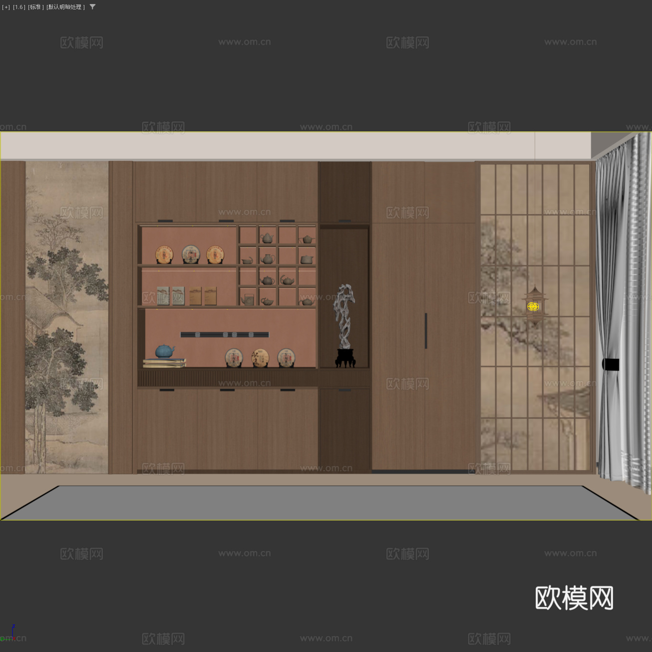 新中式茶叶柜酒柜 宋氏餐边柜装饰柜 禅意展示柜酒水柜3d模型