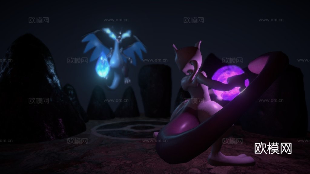超级喷火龙X对战超梦3d模型