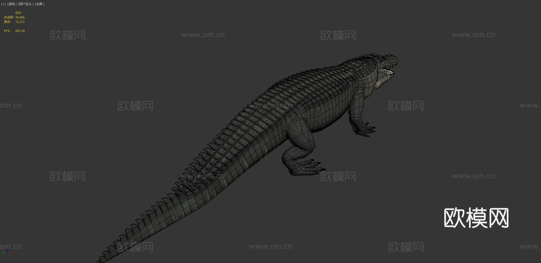 美洲短吻鳄-Blender文件3d模型