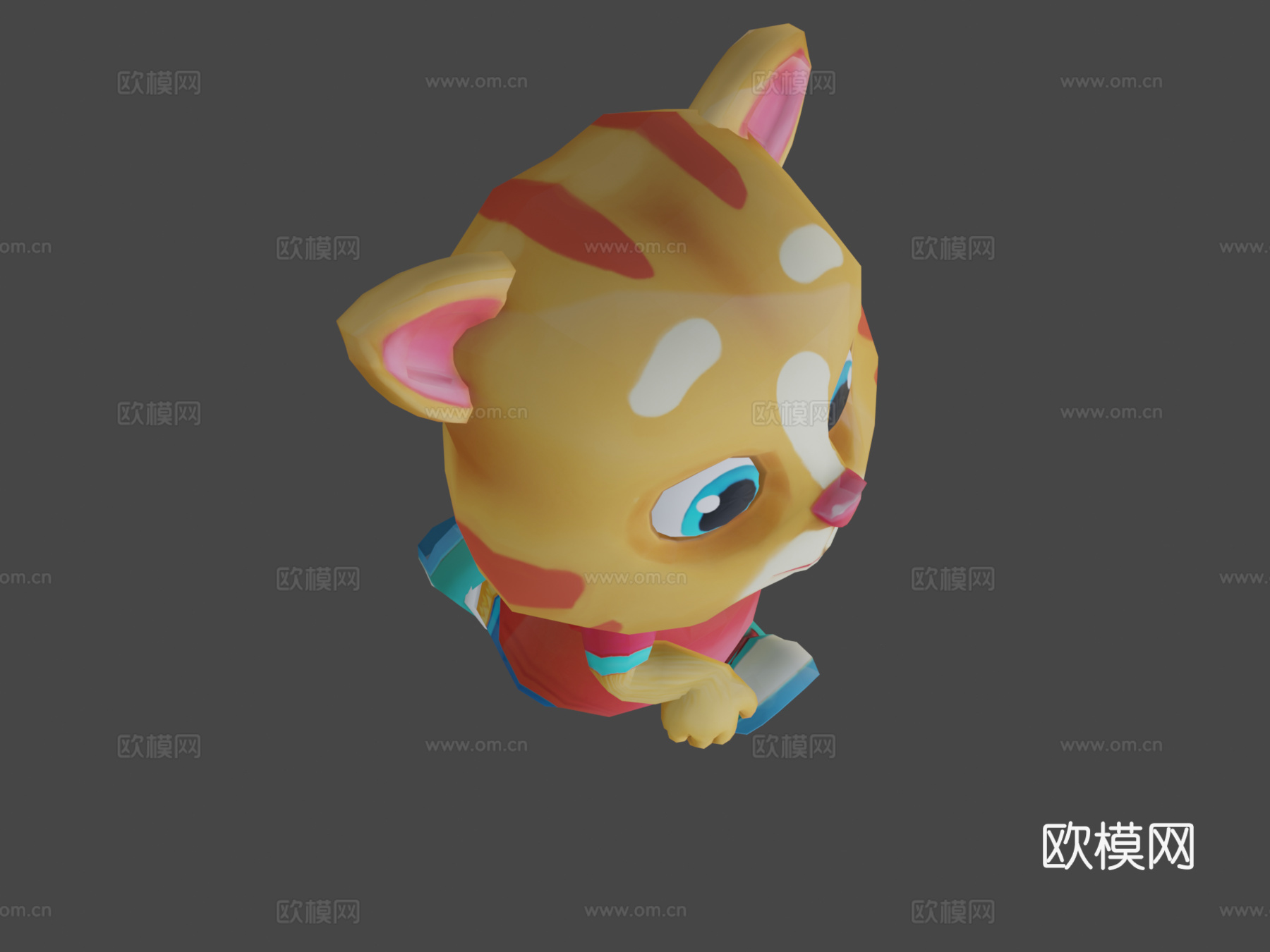 低多边形猫动画绑定3d模型