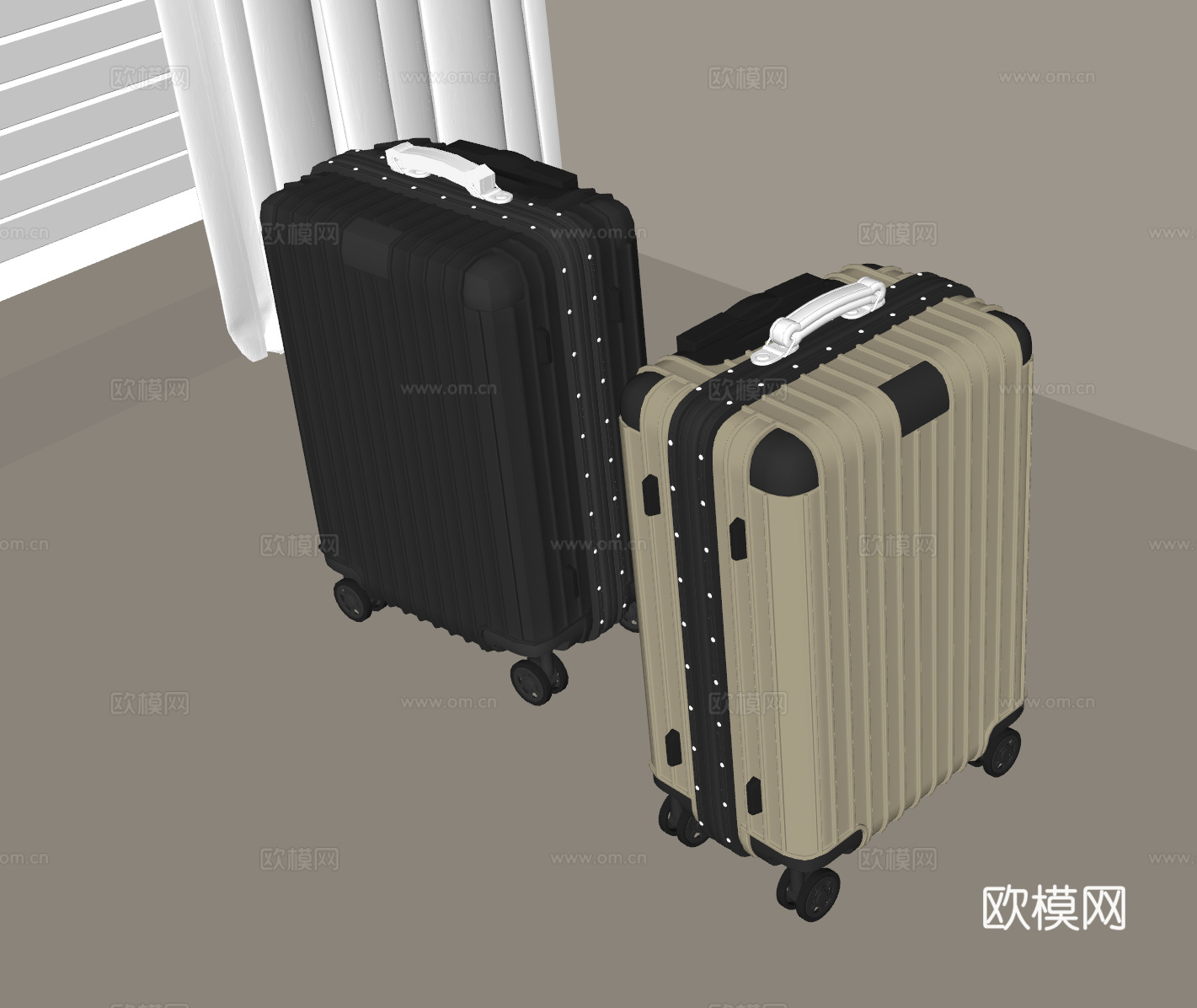 行李箱 旅行箱 拉杆箱 箱包 密码箱 箱子su模型