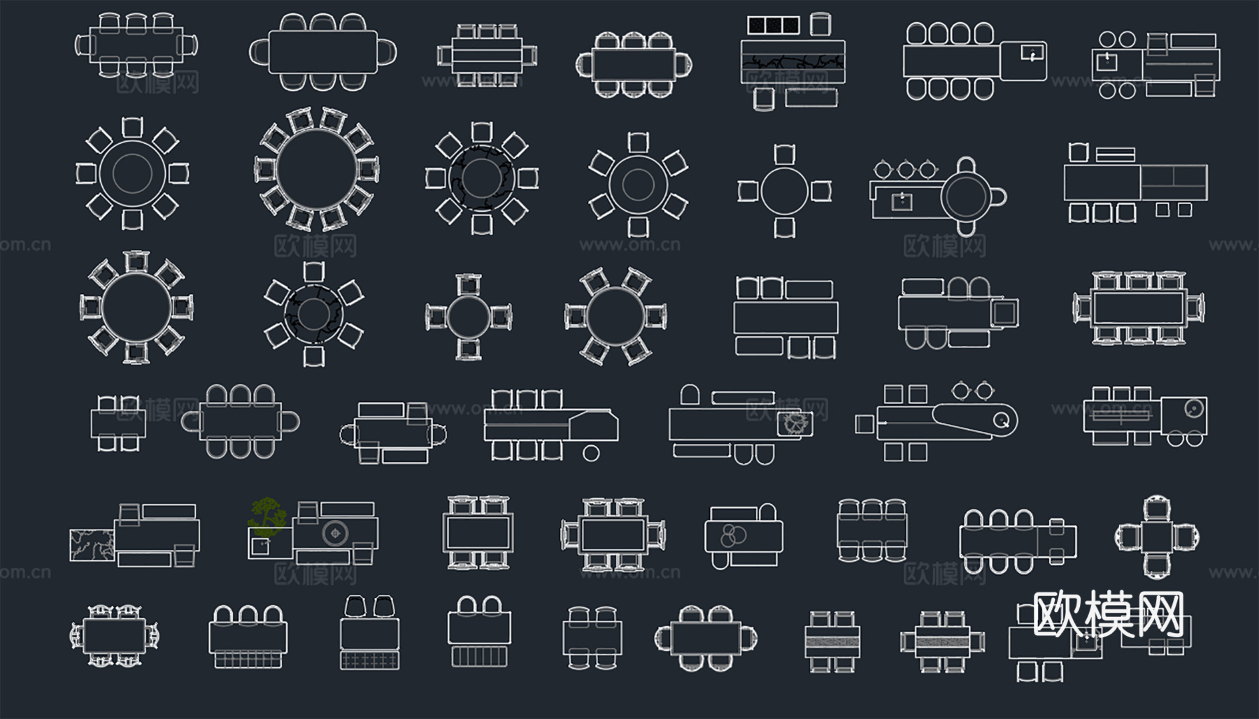 现代餐桌，中式餐桌，组合岛台cad施工图