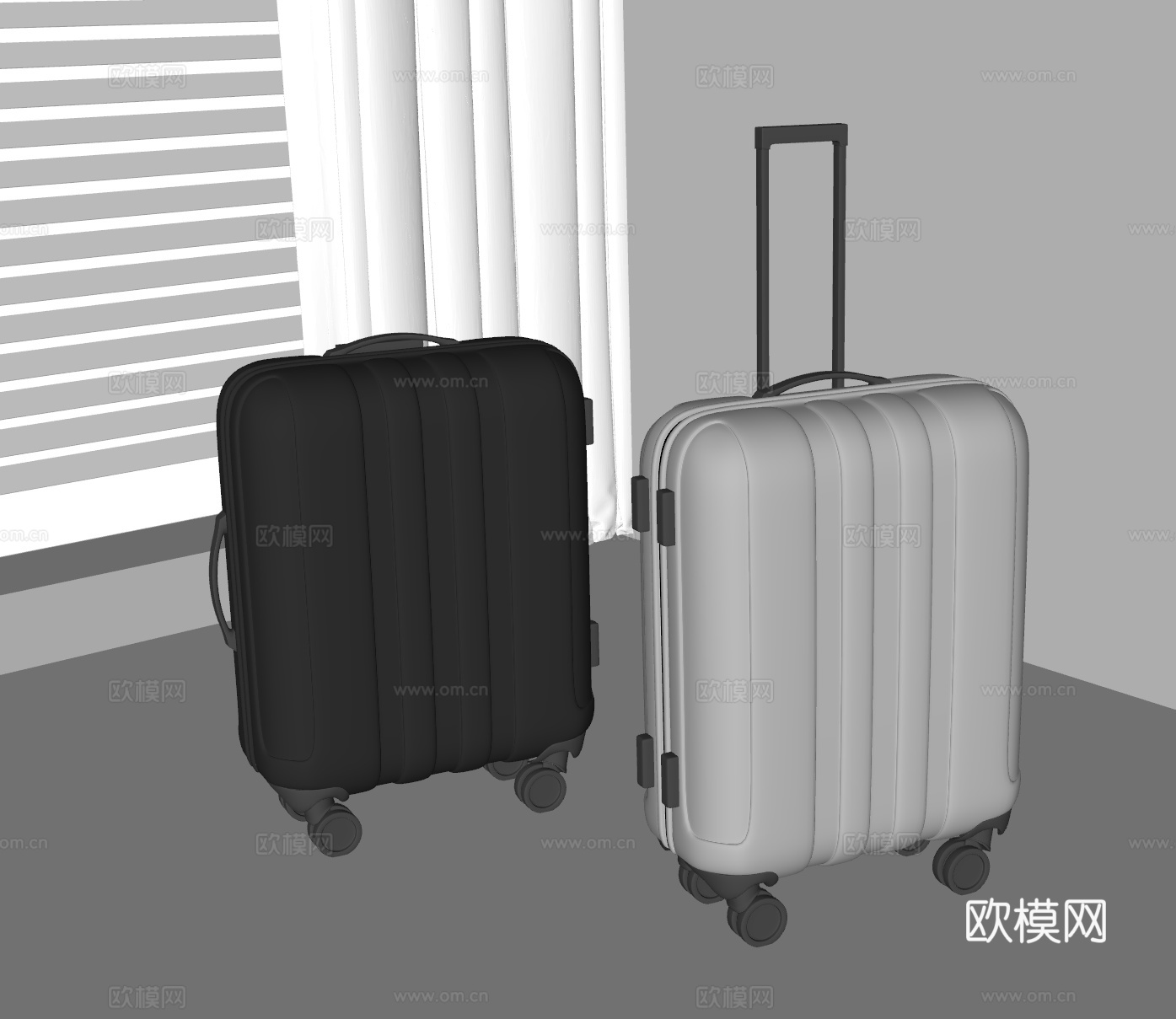 行李箱 旅行箱 拉杆箱 箱包 密码箱 箱子su模型
