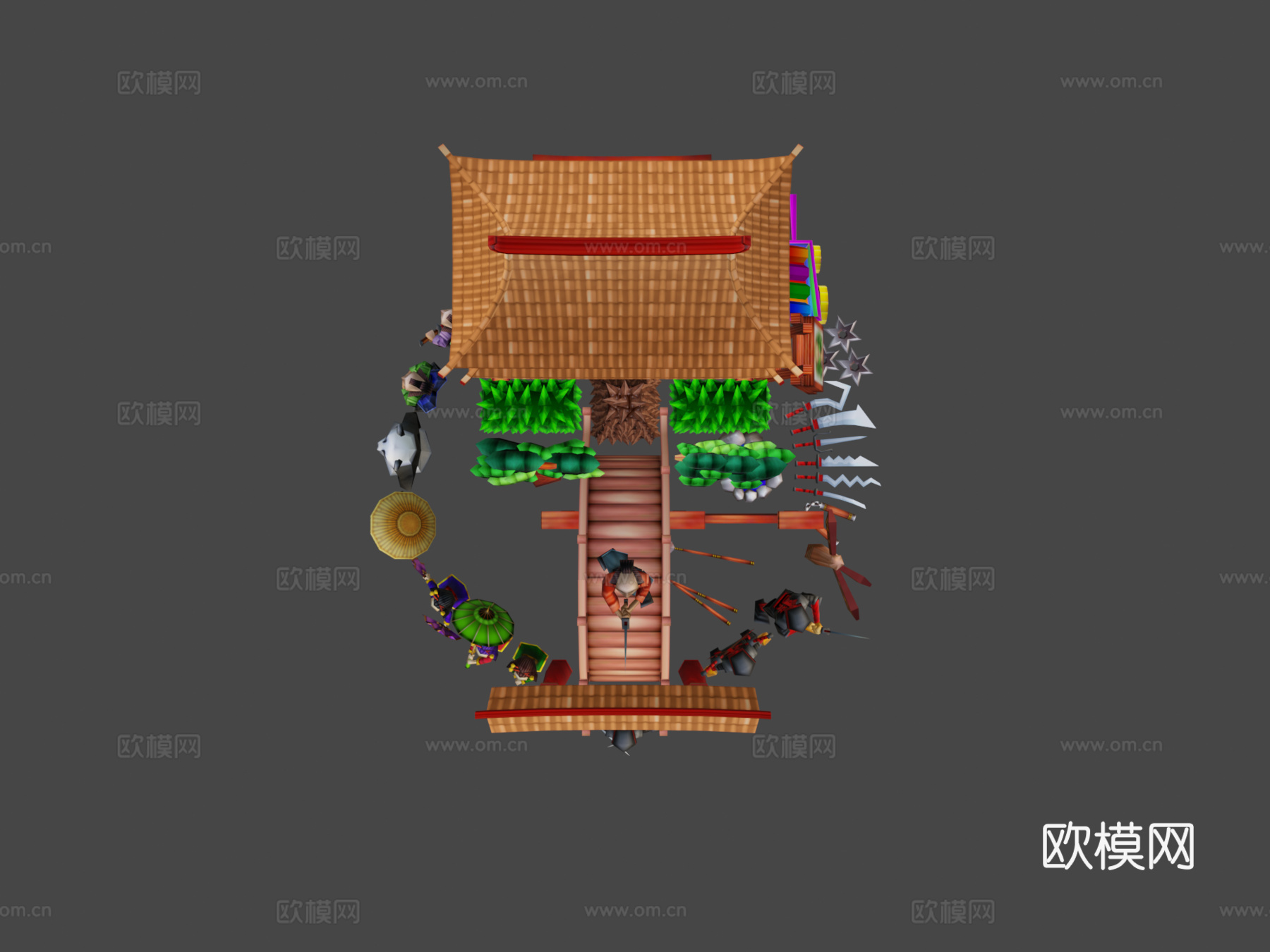 低多边形亚洲包3d模型