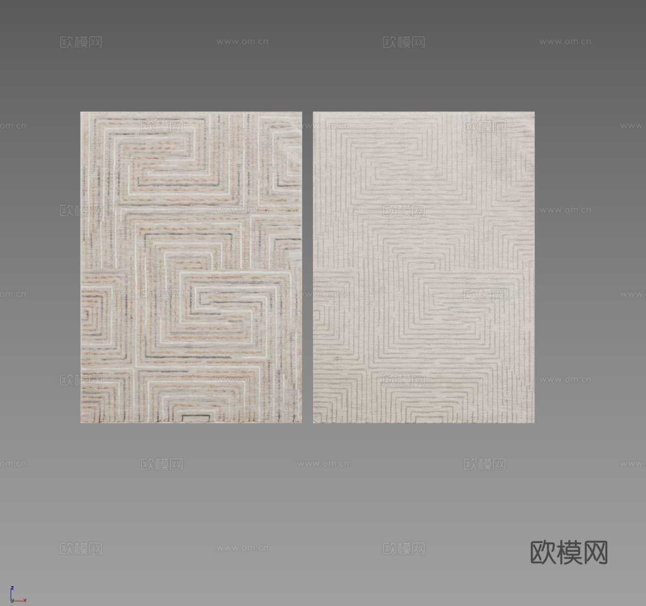 现代地毯几何地毯 奶油地毯简约地毯 素色方形地毯 极简地毯米3d模型