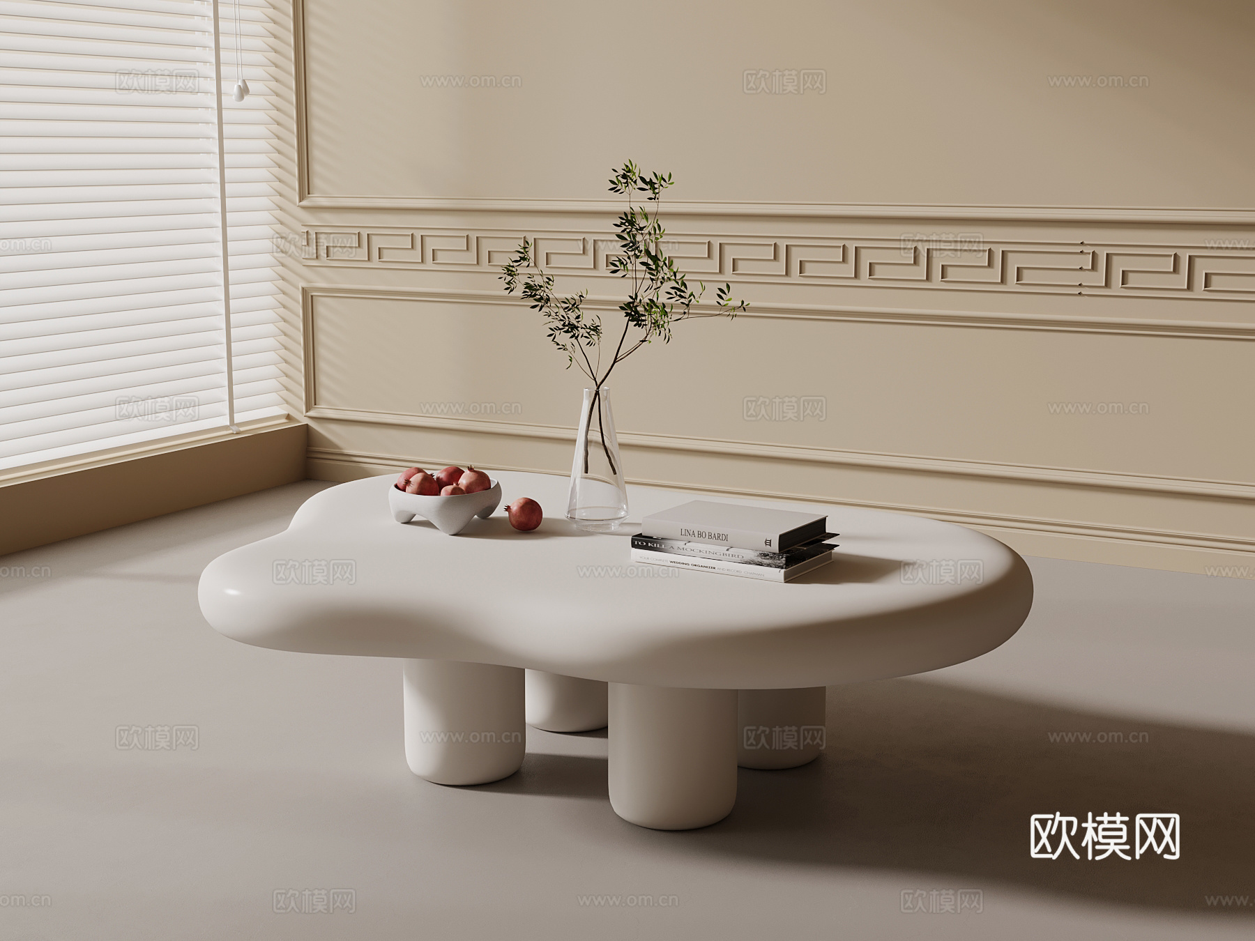 现代奶油风茶几 装饰摆件3d模型
