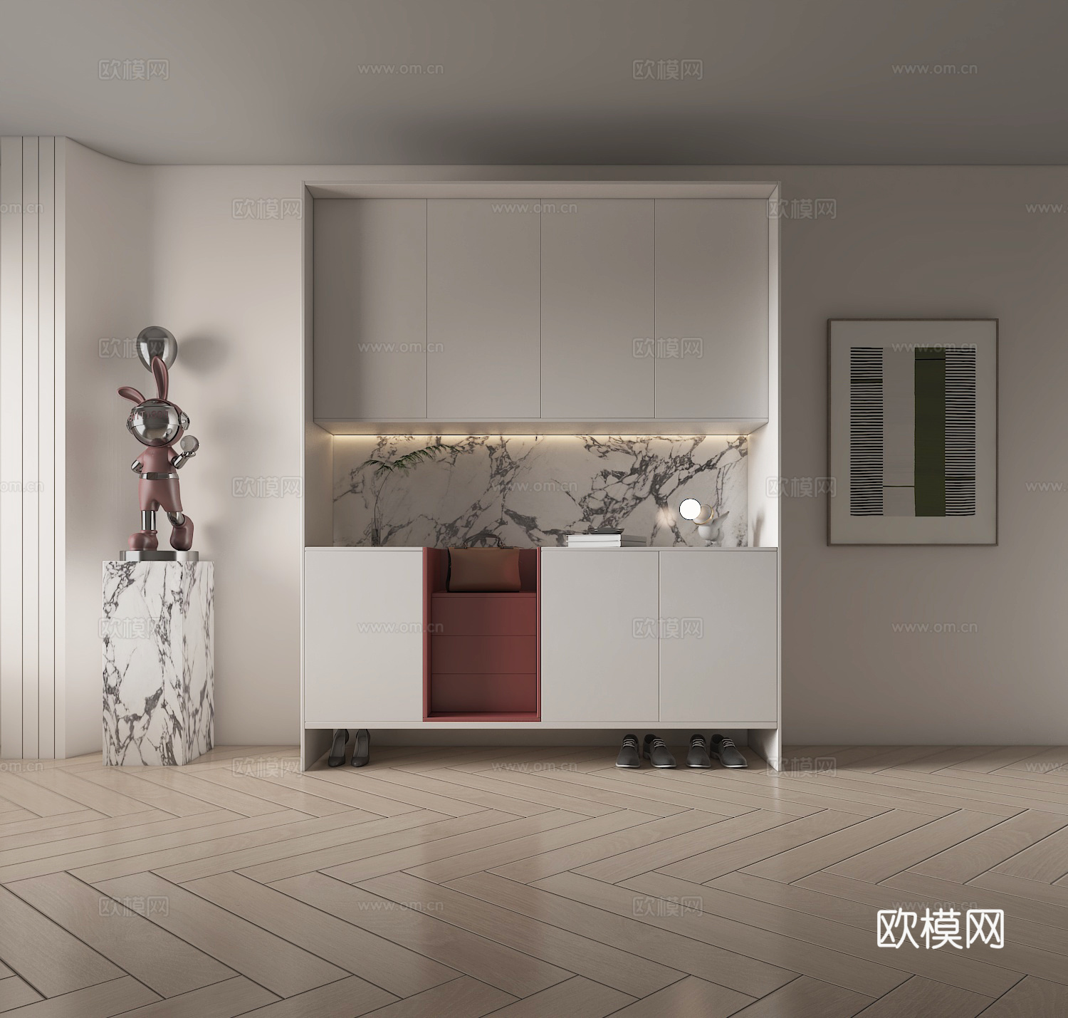 极简 现代鞋柜3d模型