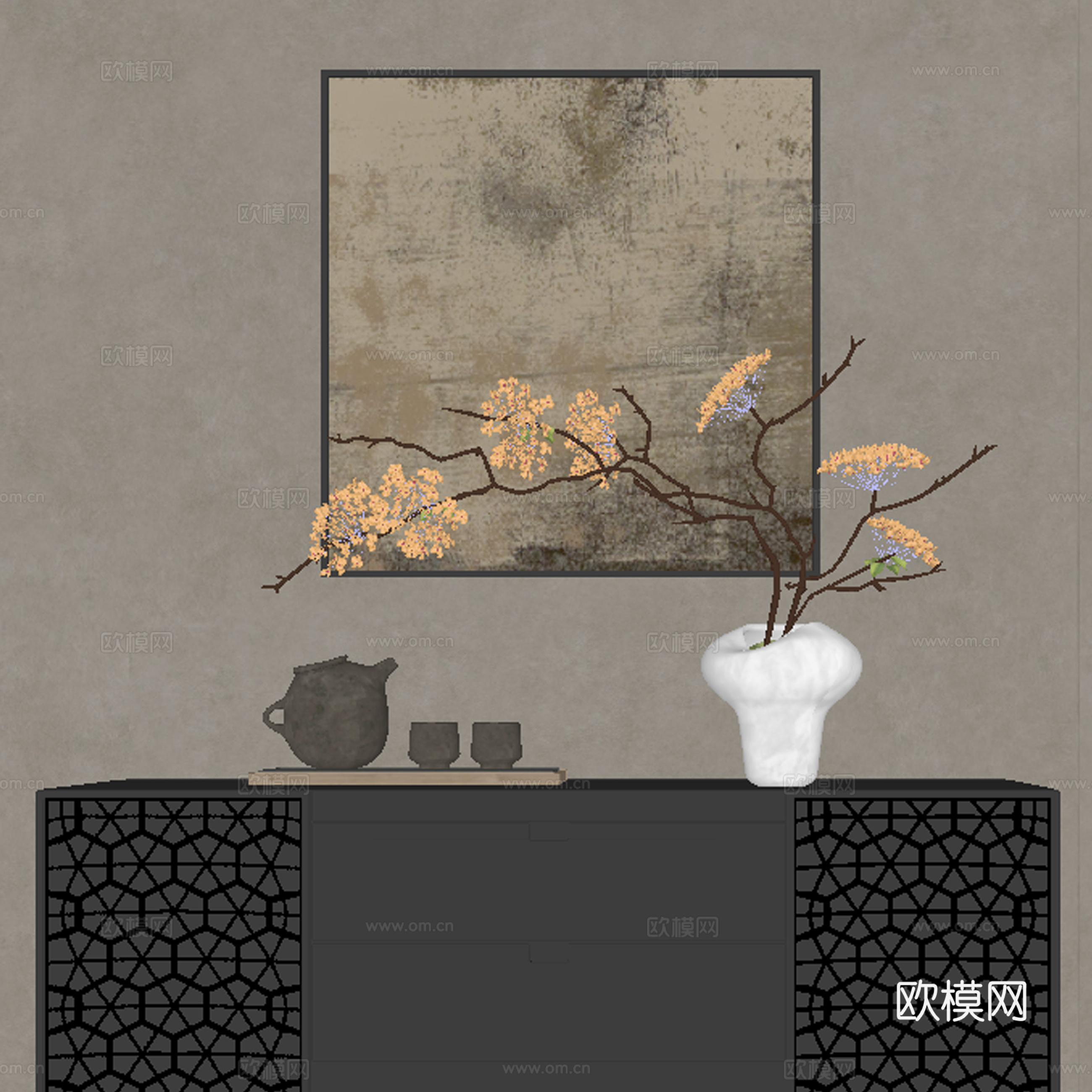 中古风饰品摆件su模型
