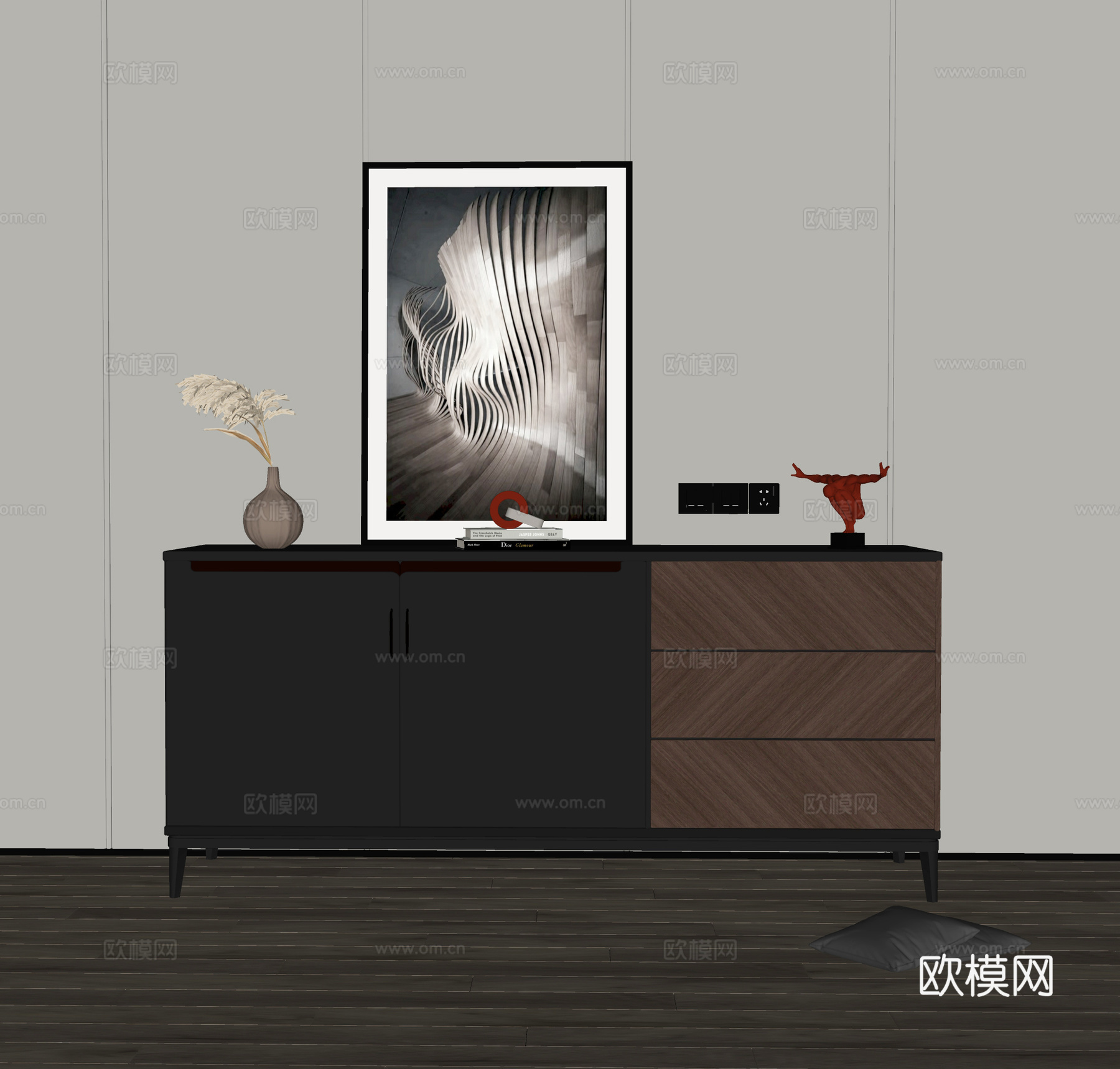 现代边柜 现代餐边柜 现代端景柜su模型
