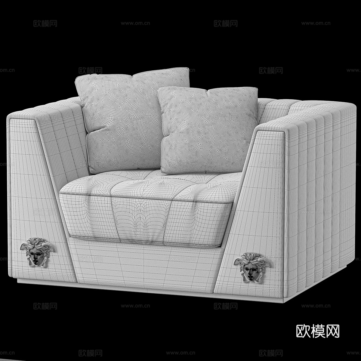 现代意式轻奢范思哲布艺单人沙发3d模型