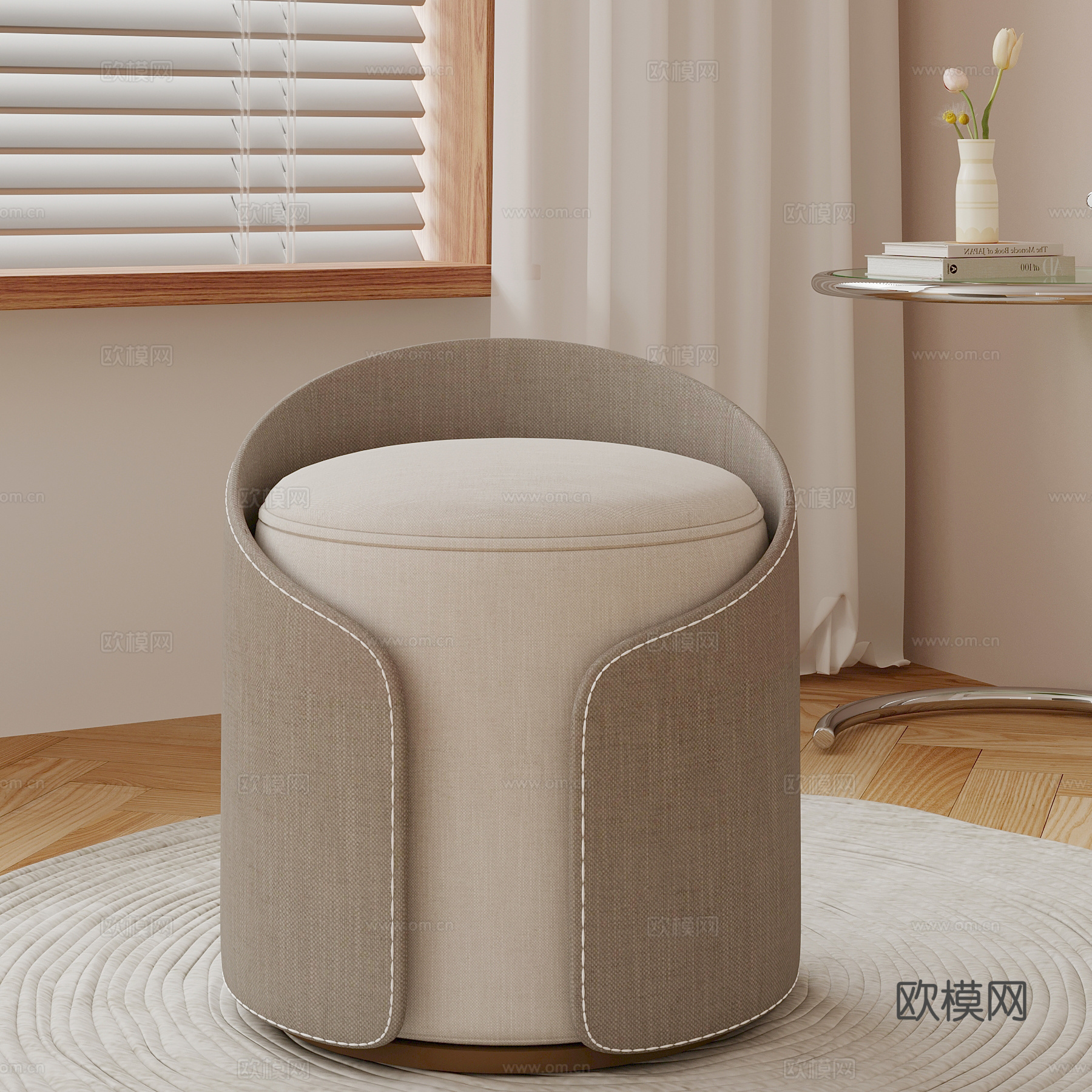 现代奶油风凳子 换鞋凳3d模型