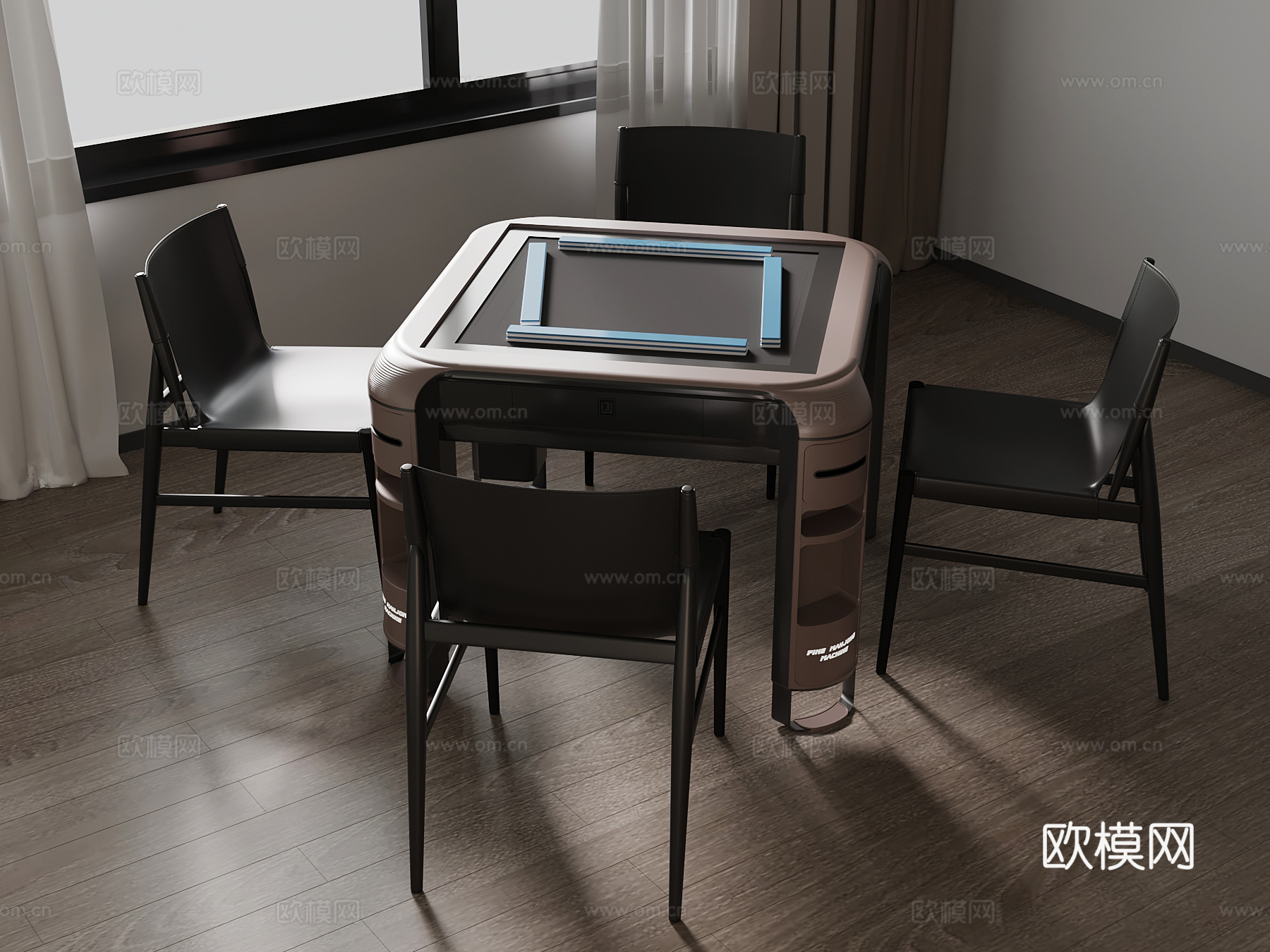 意式麻将桌 棋牌桌3d模型