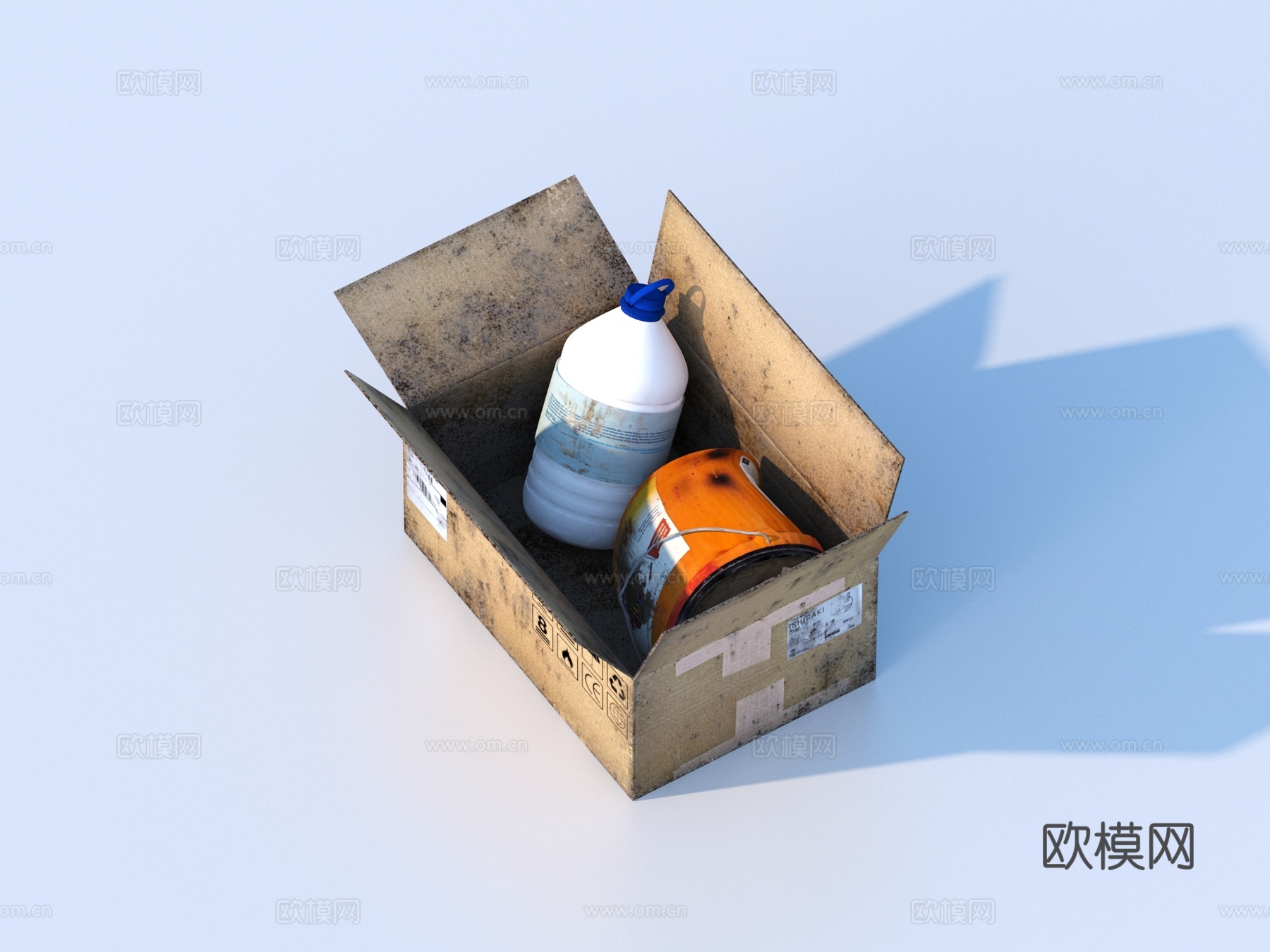 废品 纸壳箱 纸箱 纸板箱3d模型