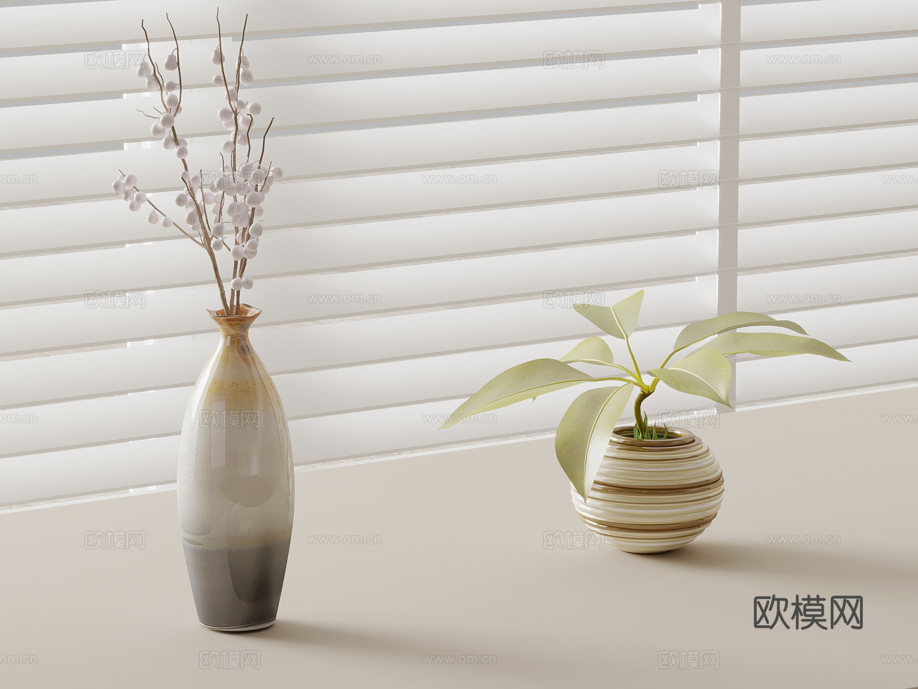 现代花瓶 花艺 绿植3d模型
