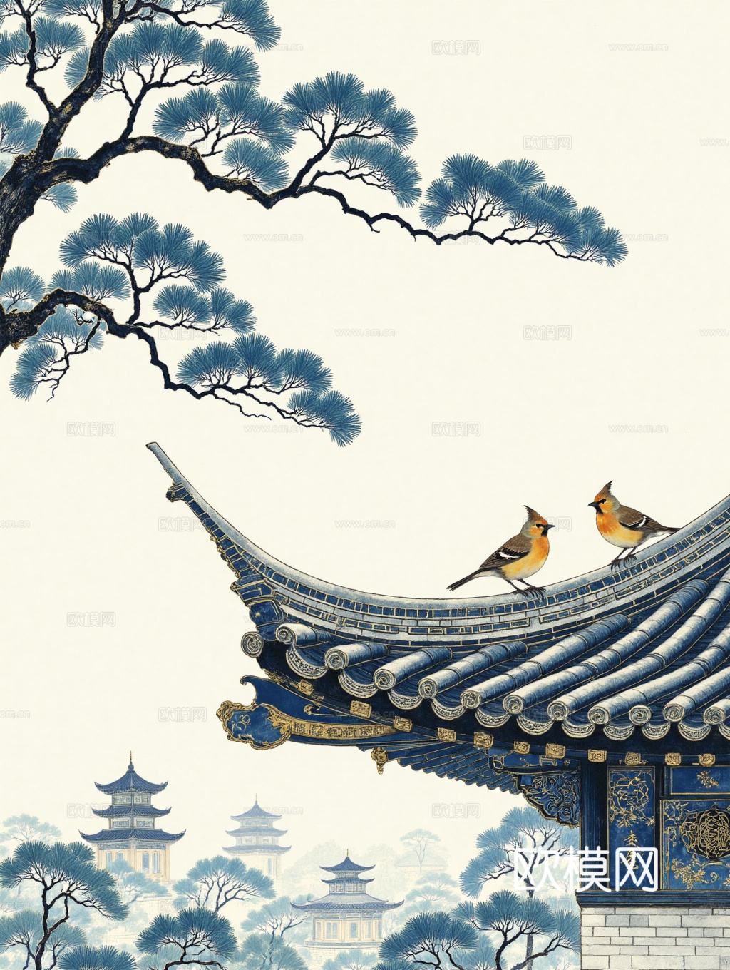 新中式古建装饰挂画