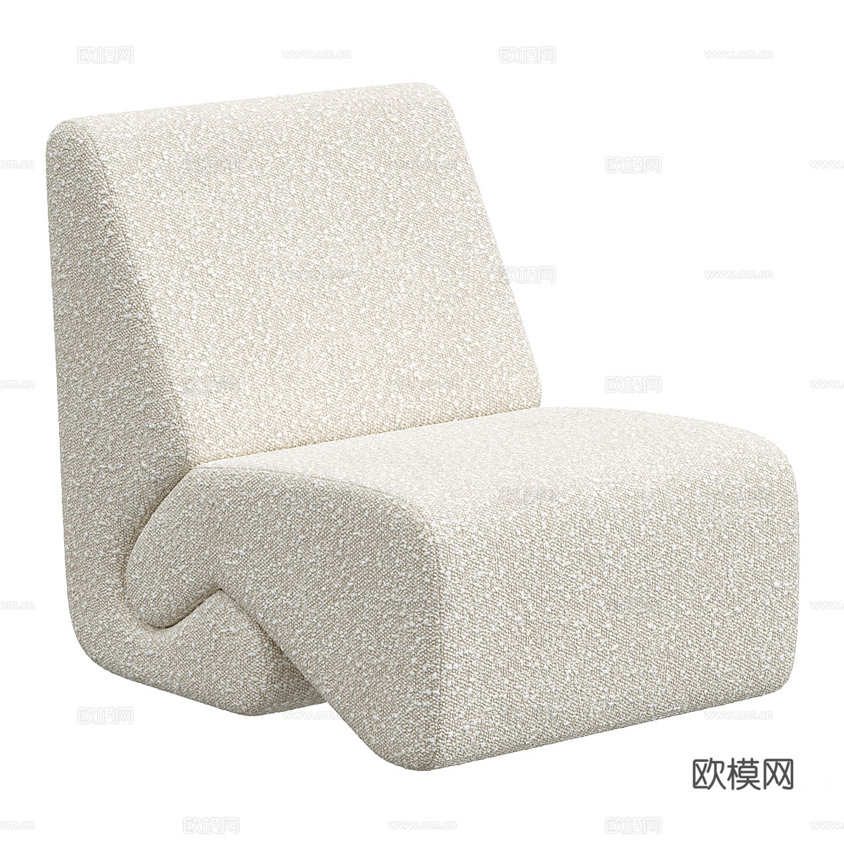现代奶油风布艺沙发椅3d模型