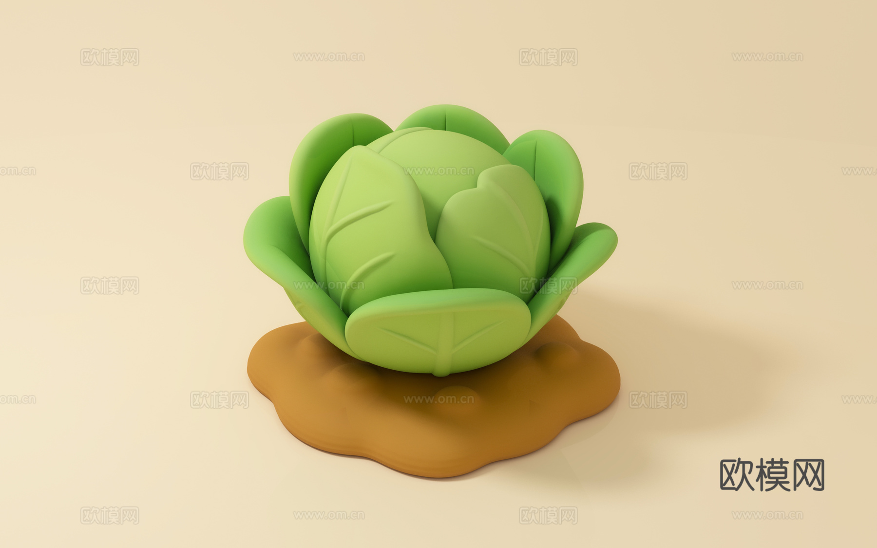 卡通卷心菜流星包 包菜蔬菜 动漫形象 美陈地堆 美陈道具 I3d模型