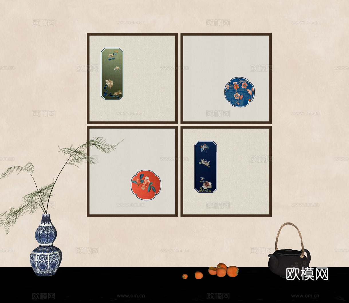 新中式宋式挂画免费su模型