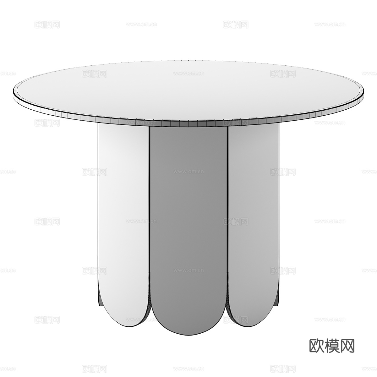 现代意式实木圆餐桌3d模型