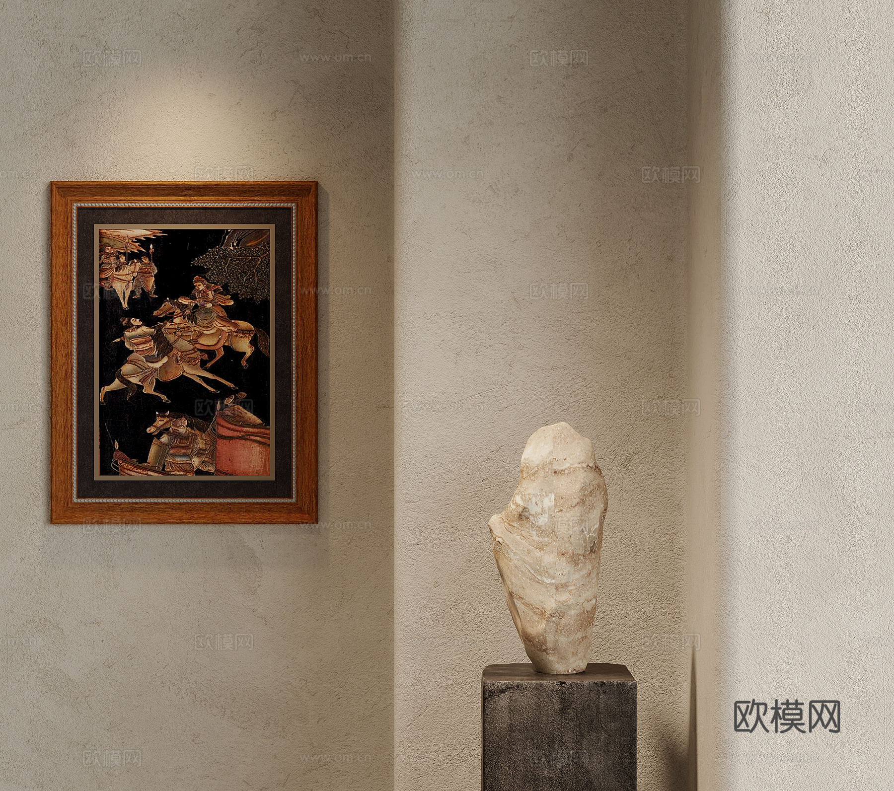 装饰画 中古风装饰挂画 石头摆件3d模型
