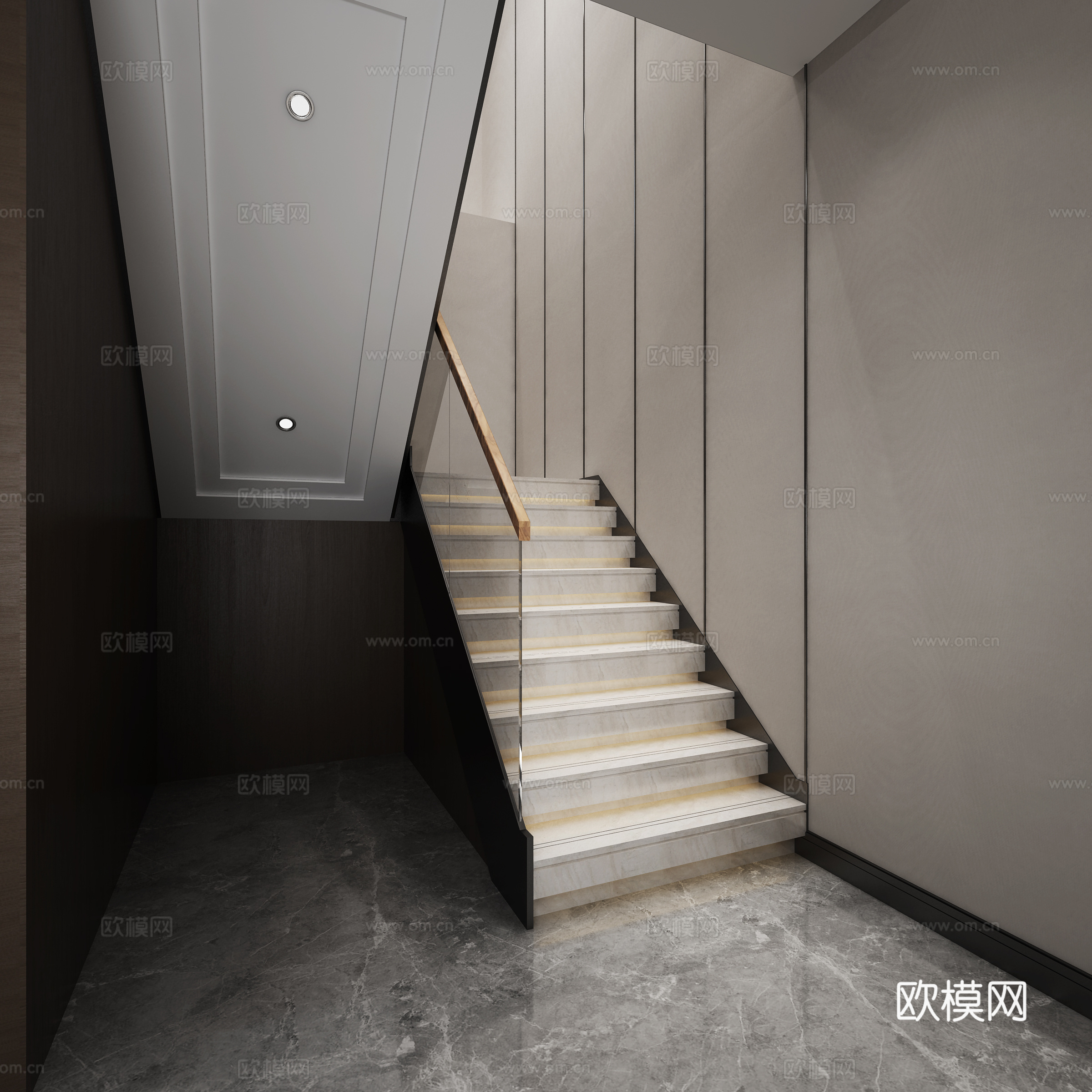 现代客厅 餐厅 入户 楼梯 酒柜 单椅 沙发 茶几 3D模型3d模型