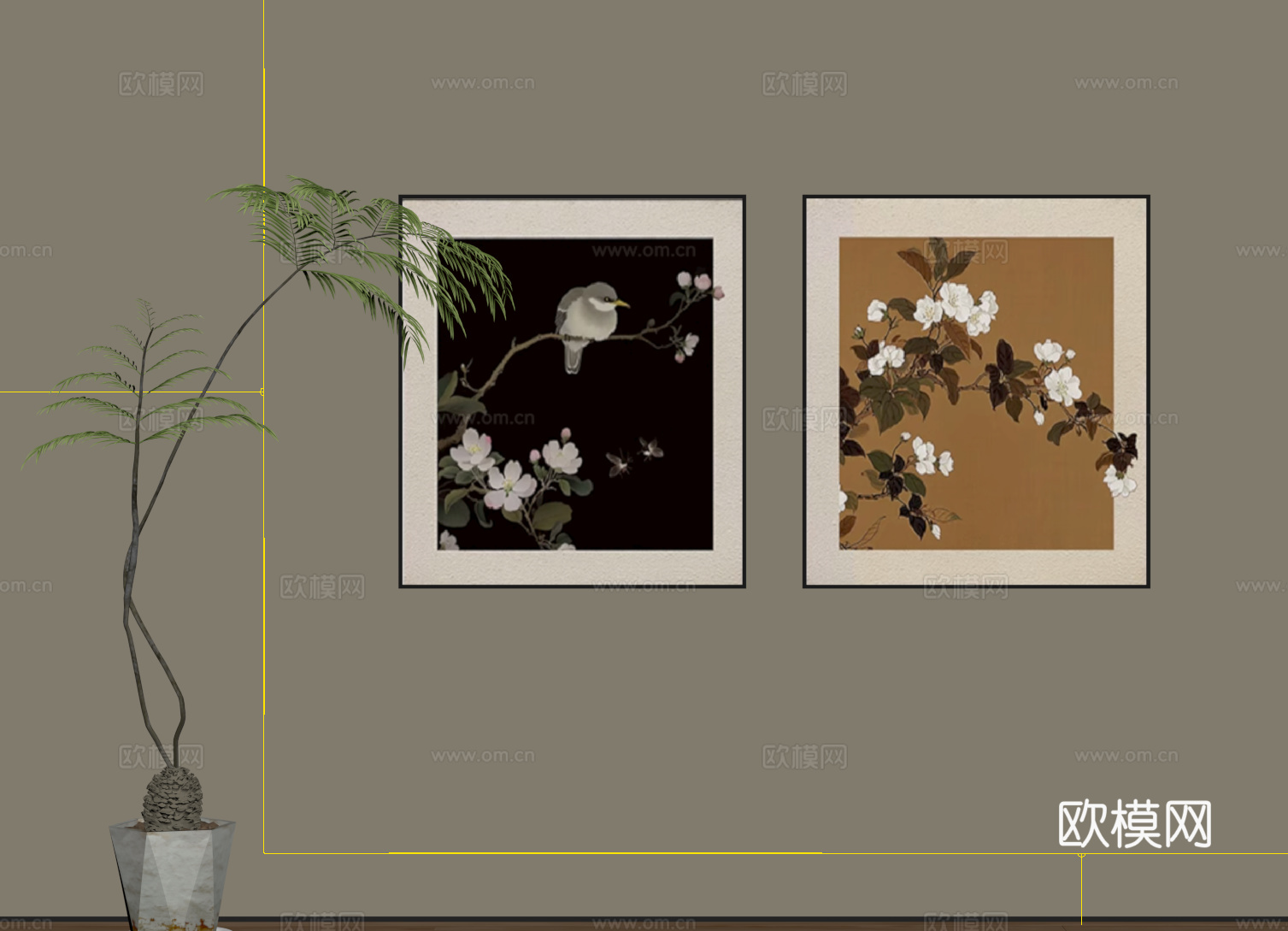 中古风挂画su模型