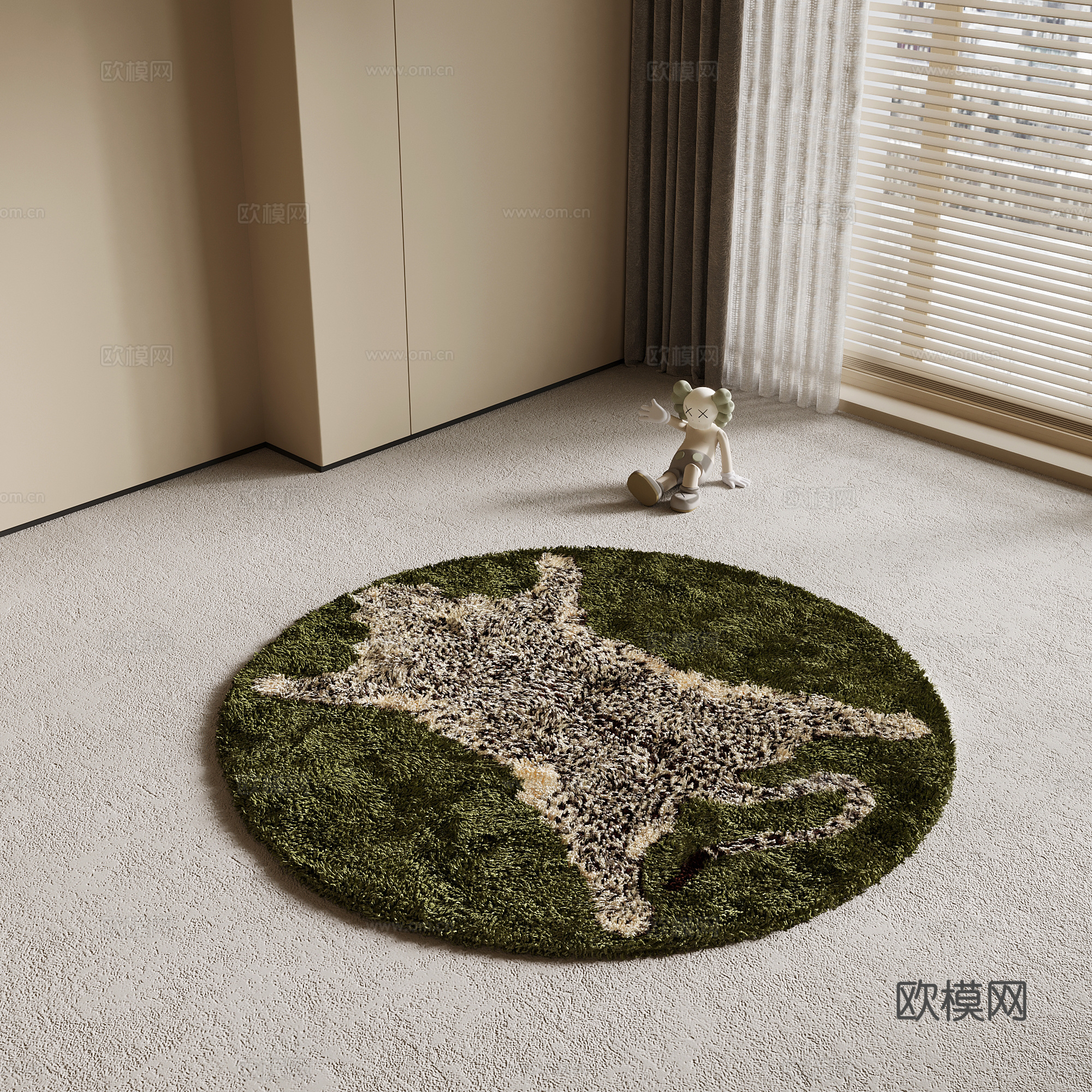地毯 法式复古风地毯 圆形地毯3d模型