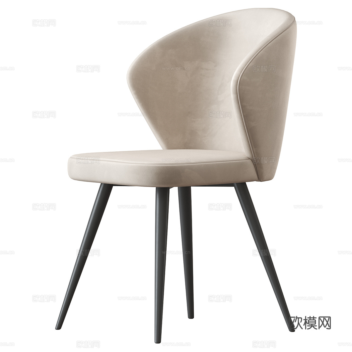 现代意式布艺单椅3d模型