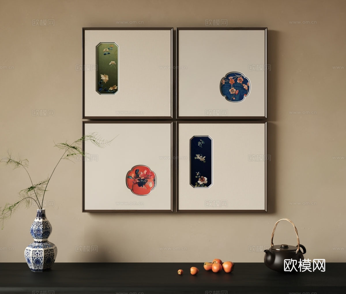 新中式宋式挂画免费su模型