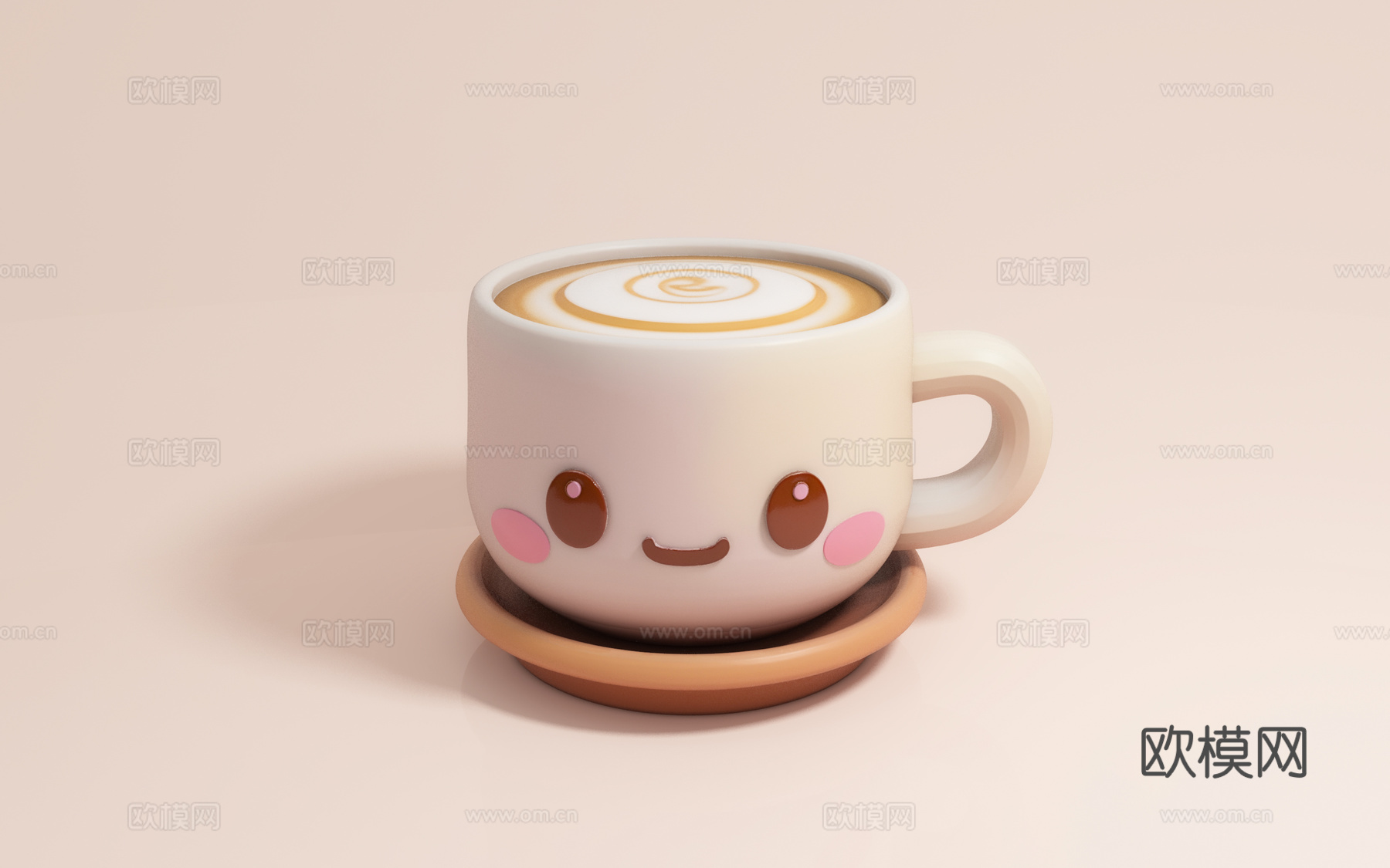 卡通咖啡杯 饮品 动漫风格 卡通形象 拟人化 食品饮品 美陈3d模型