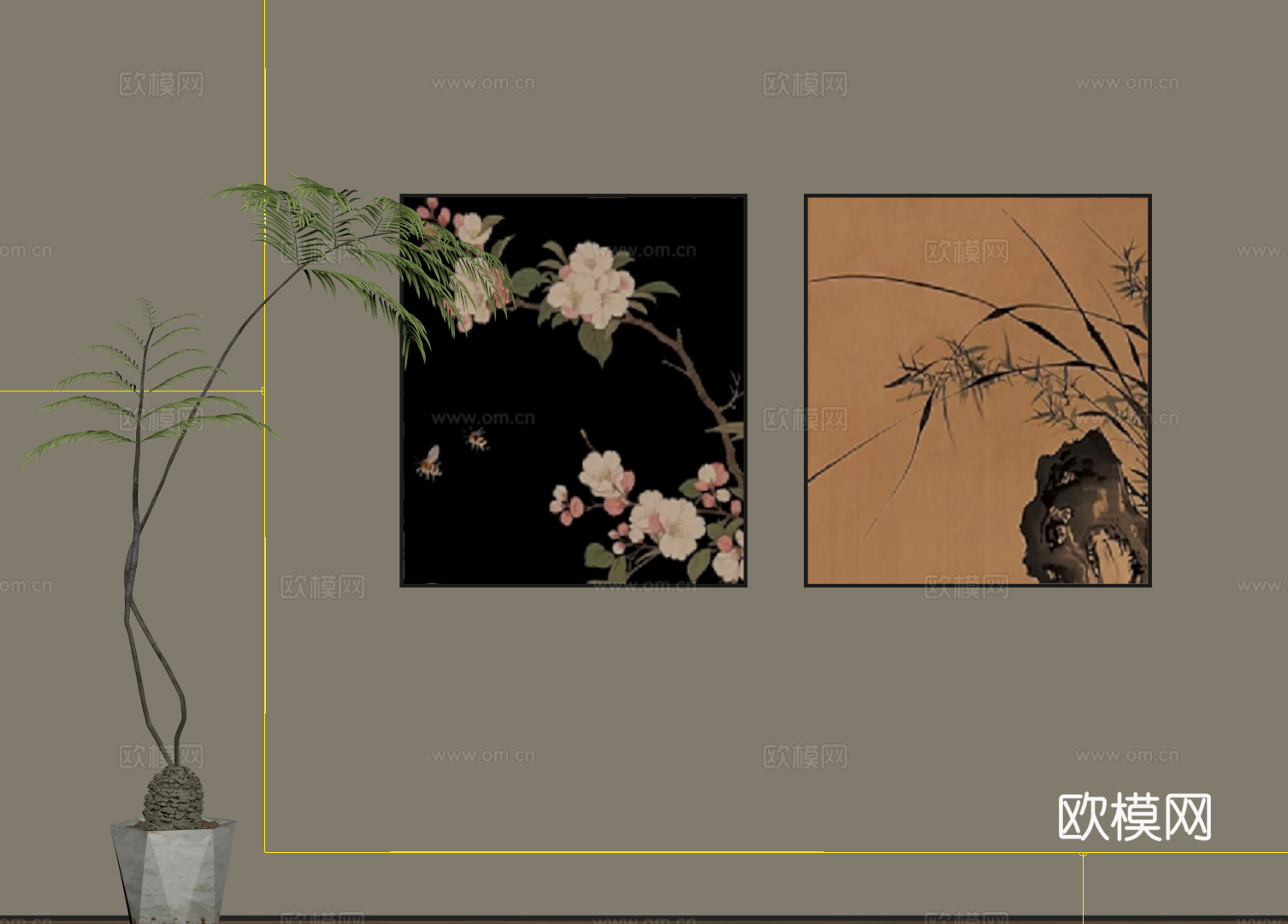 中古风挂画su模型