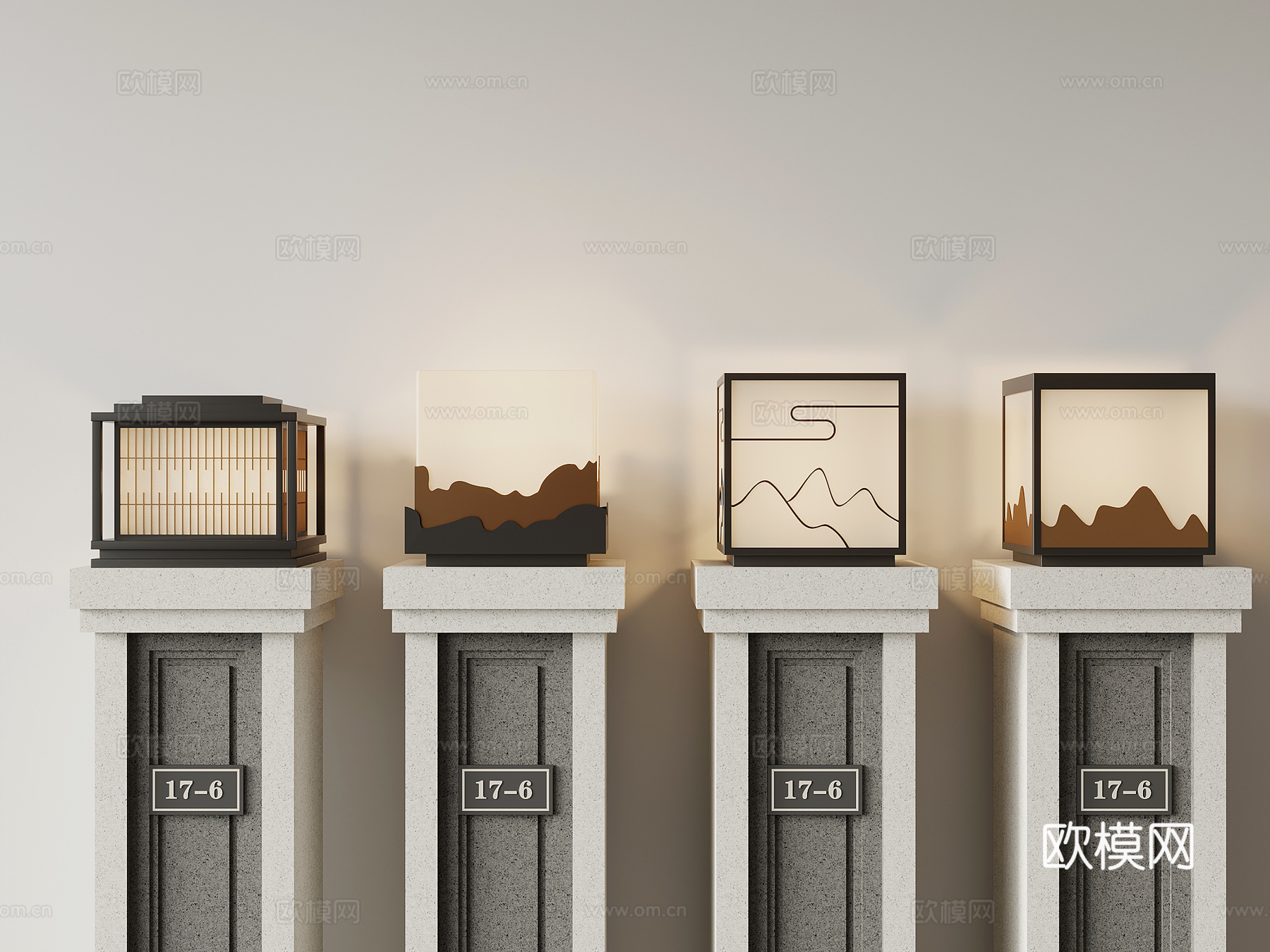 户外灯 现代柱头灯 庭院灯3d模型