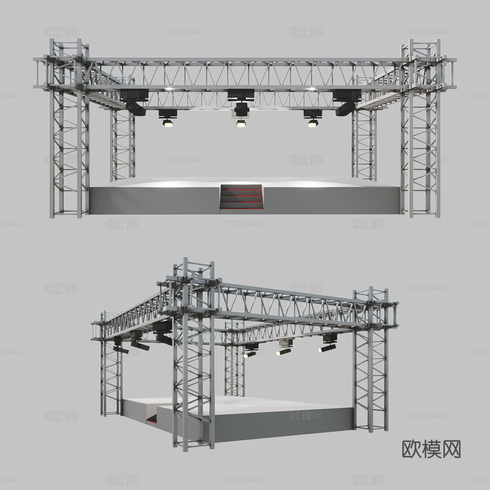 户外舞台钢架音乐舞台场地 临时舞台 音乐节 户外舞台 电音节3d模型