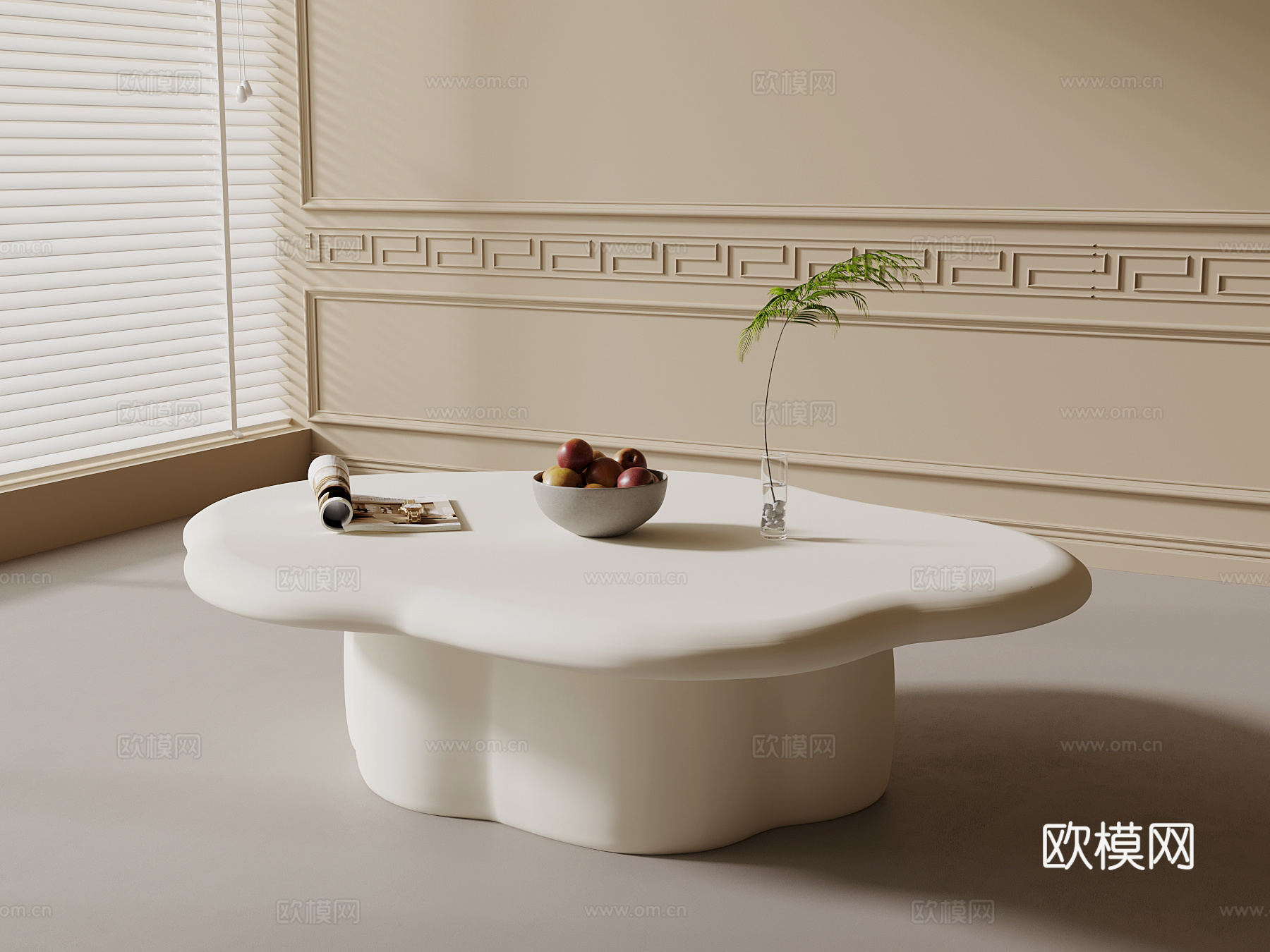 现代奶油风茶几 装饰摆件3d模型
