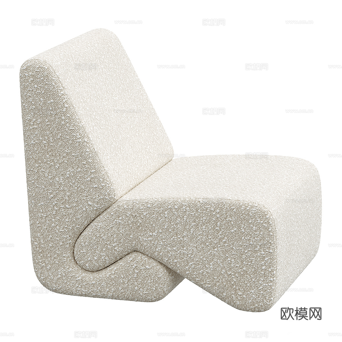 现代奶油风布艺沙发椅3d模型
