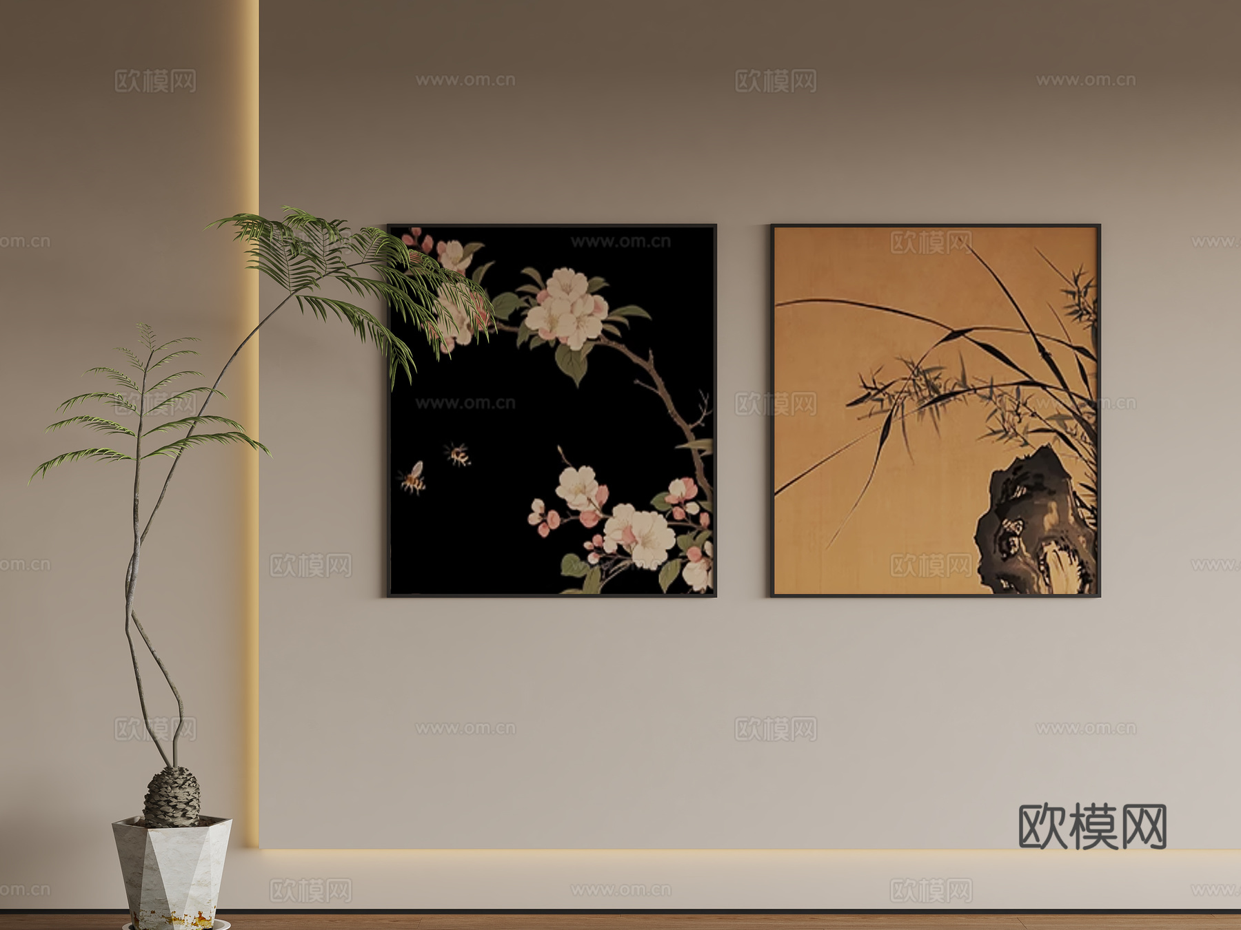 中古风挂画su模型