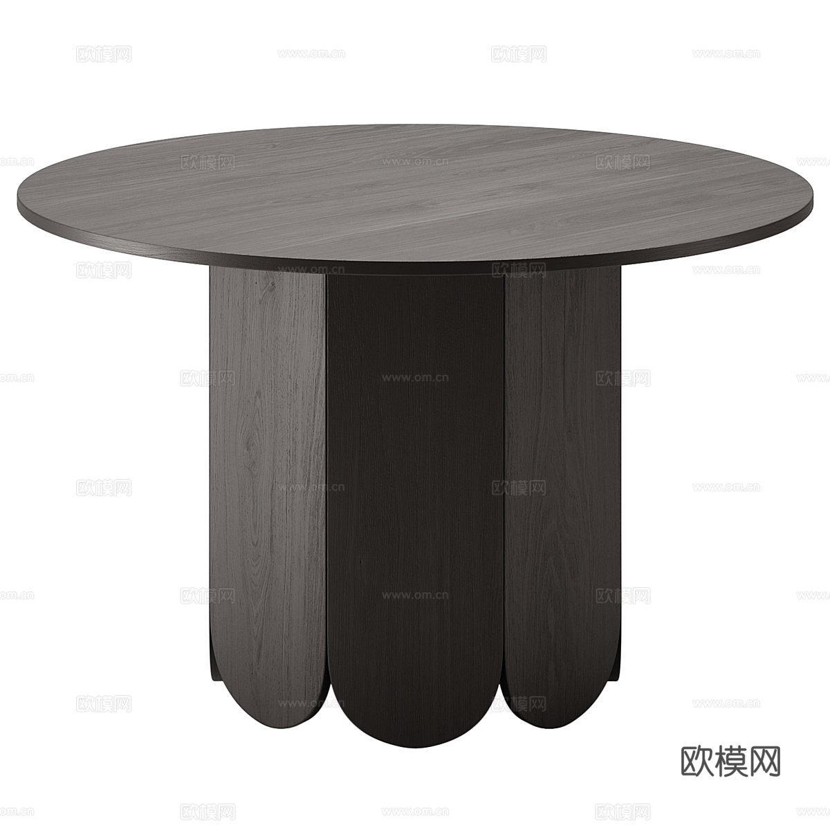 现代意式实木圆餐桌3d模型
