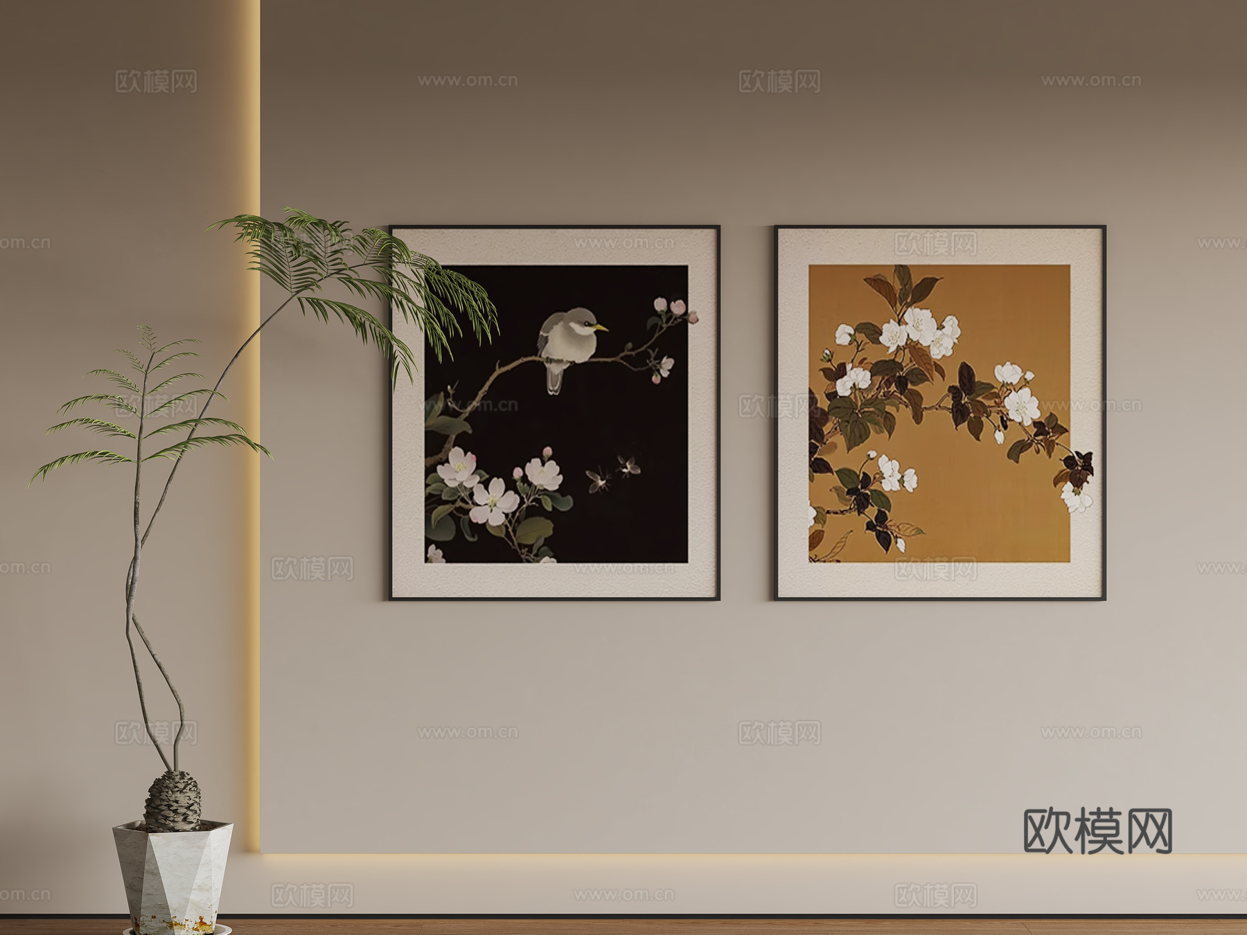 中古风挂画su模型