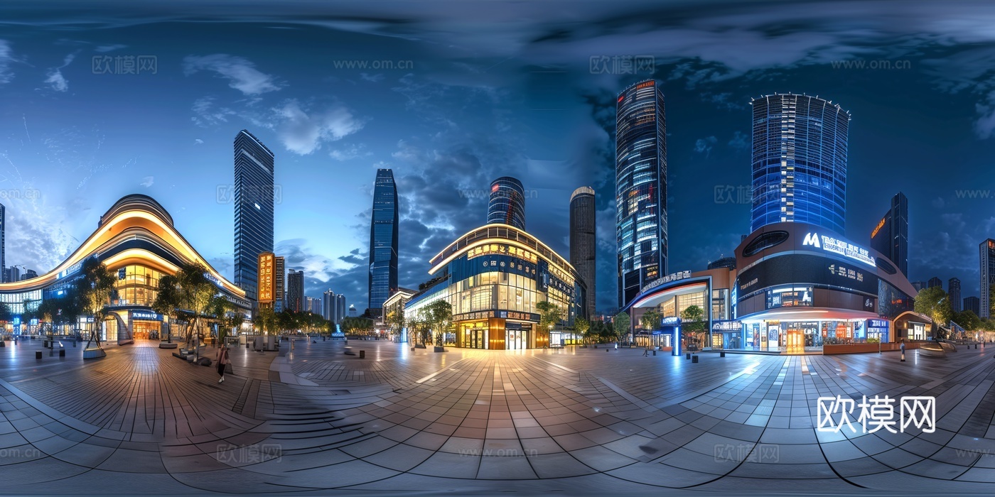 现代城市夜晚街景