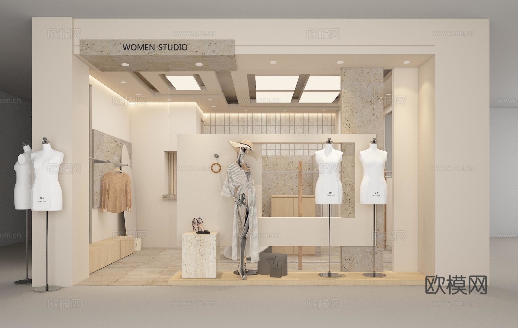 现代服装店 侘寂风 女装店3d模型