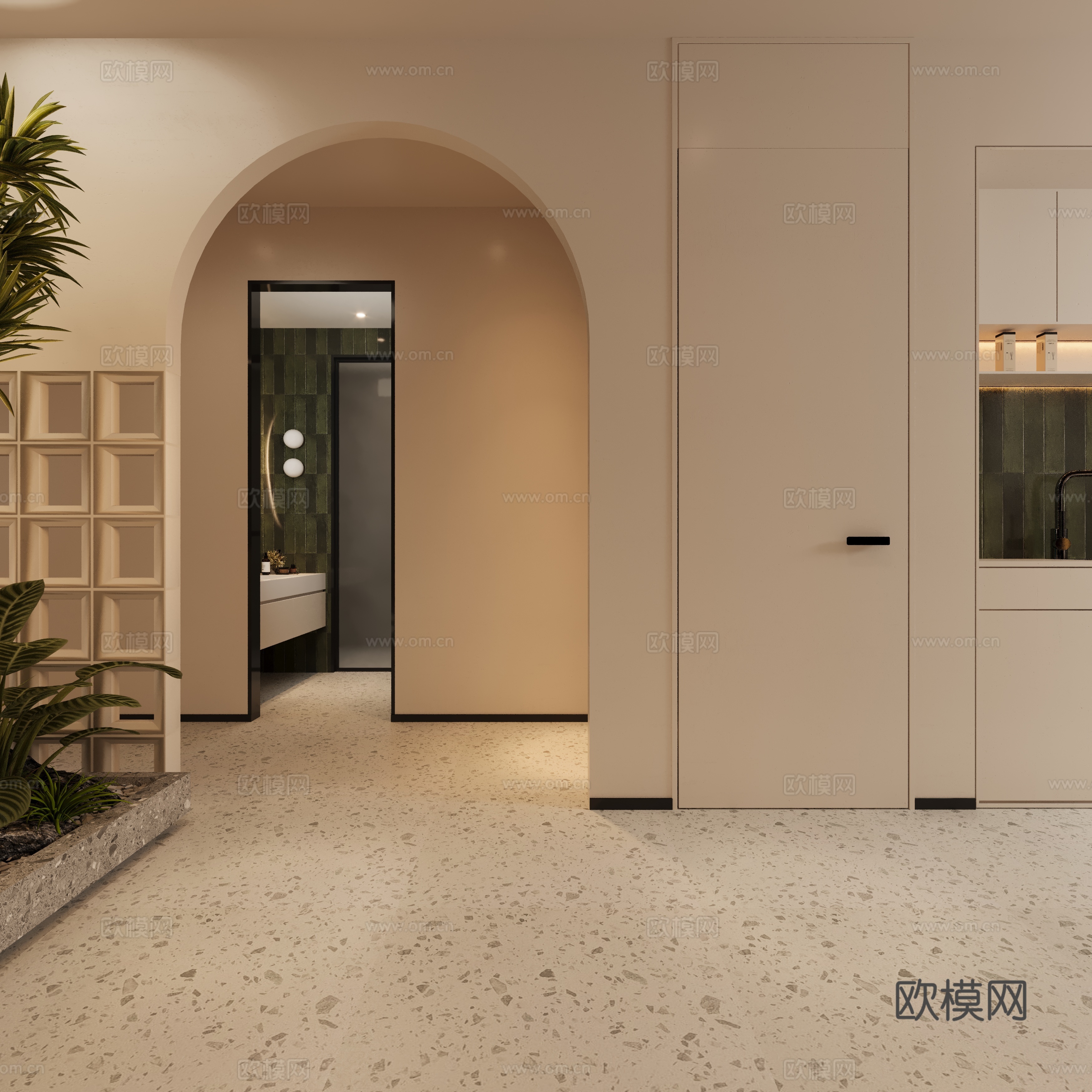 现代极简美容院_美容院前台_店_按摩3D模型现代极简美容院3d模型