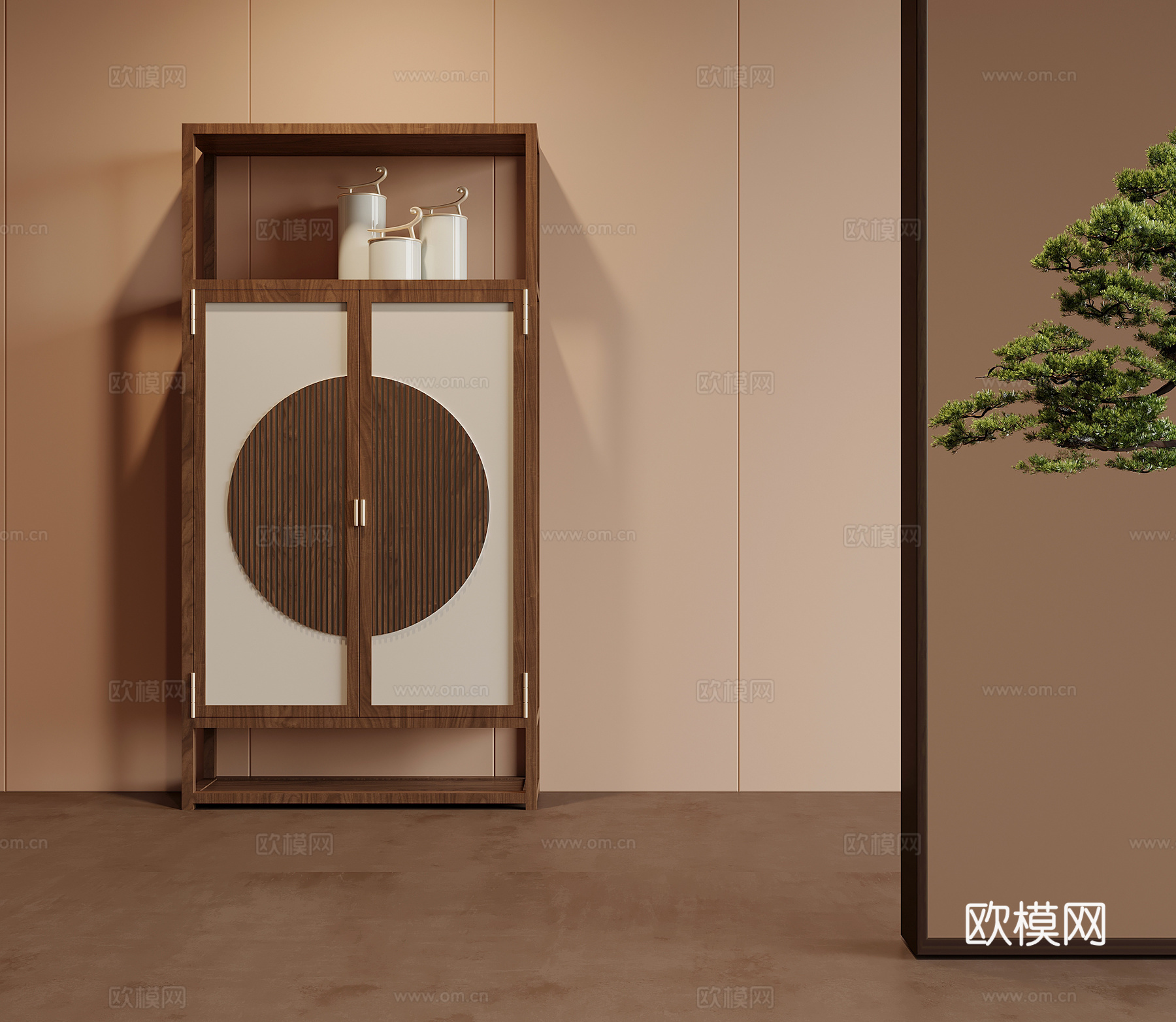 书柜 新中式书柜 边柜 装饰柜3d模型