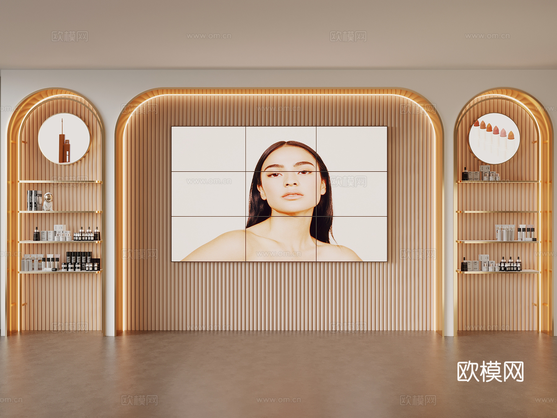 现代化妆品店形象墙3d模型