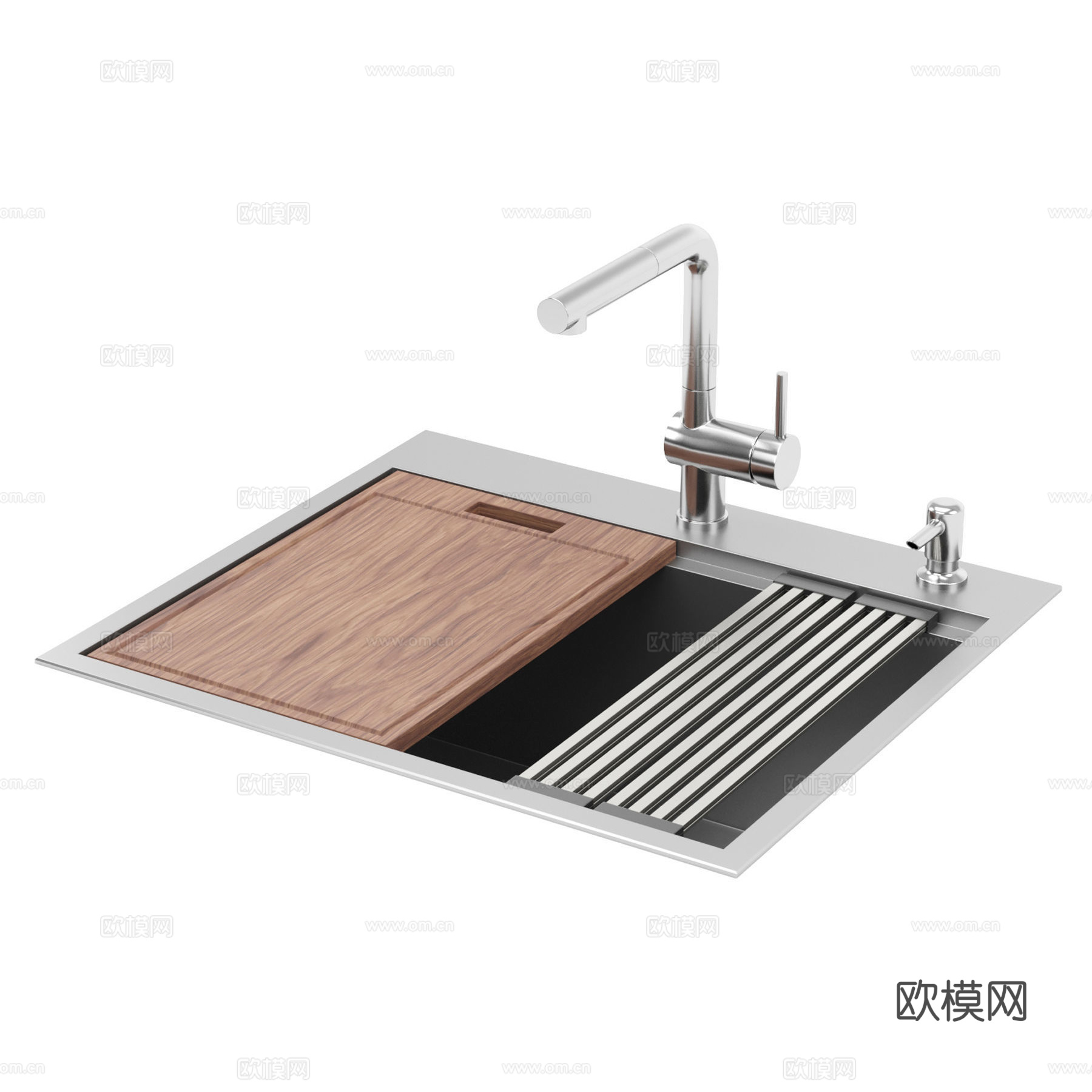 现代意式橱柜水槽 洗菜盆3d模型