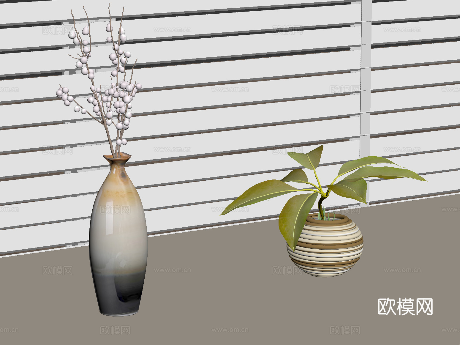 现代花瓶 花艺 绿植su模型