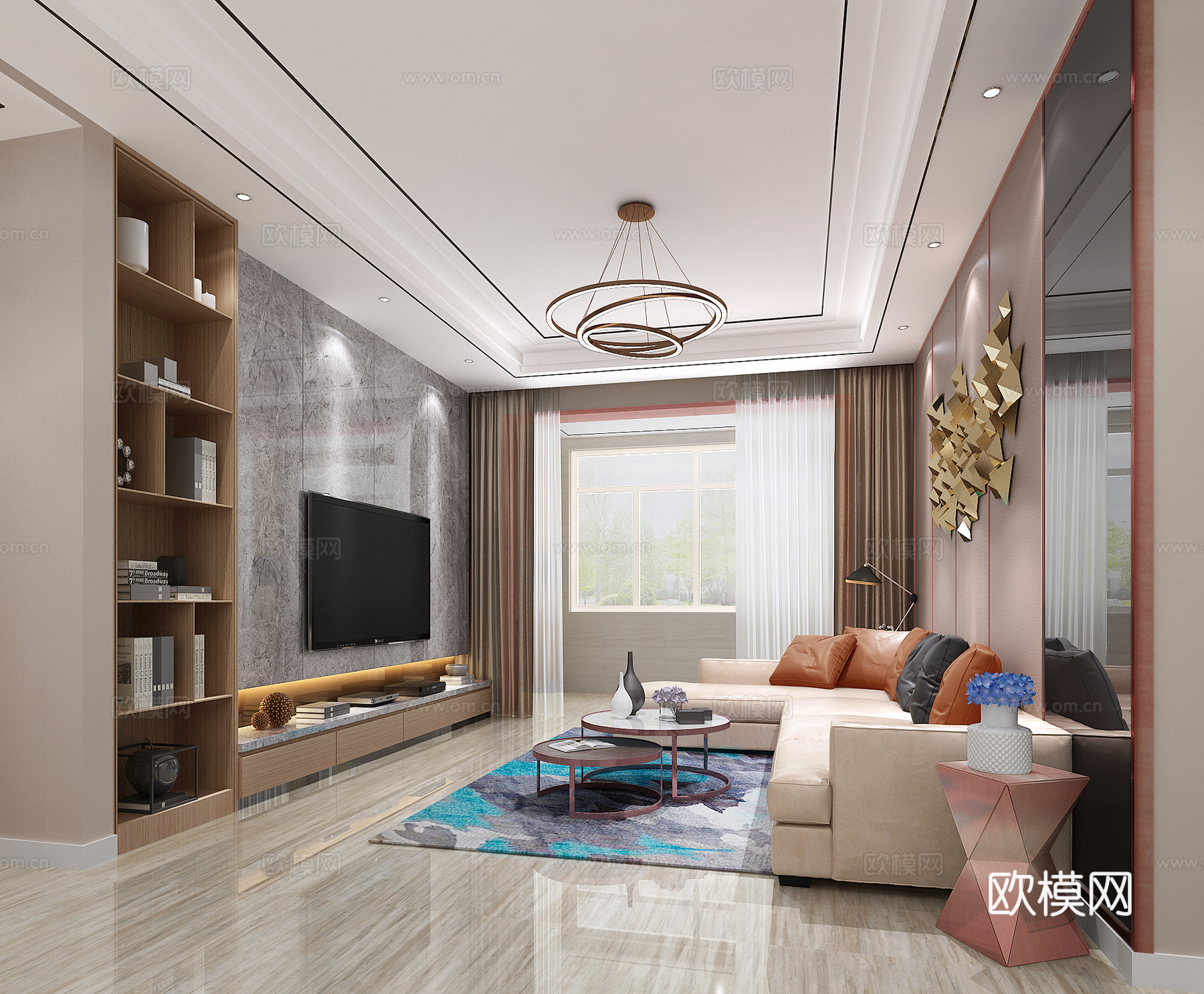 后现代 客厅 餐厅 走廊 现代简约3d模型