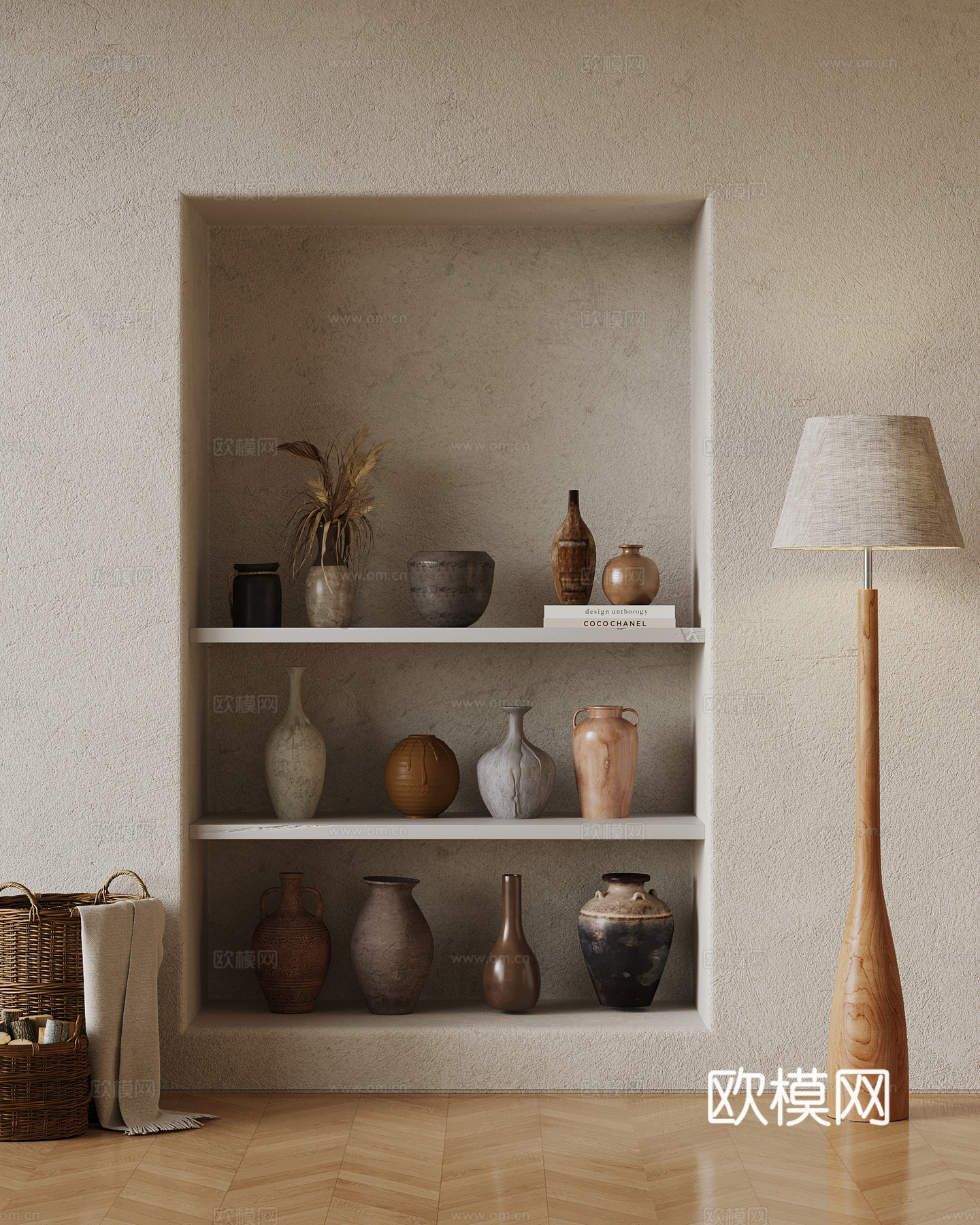诧寂风落地灯 陶瓷 装饰摆件3d模型